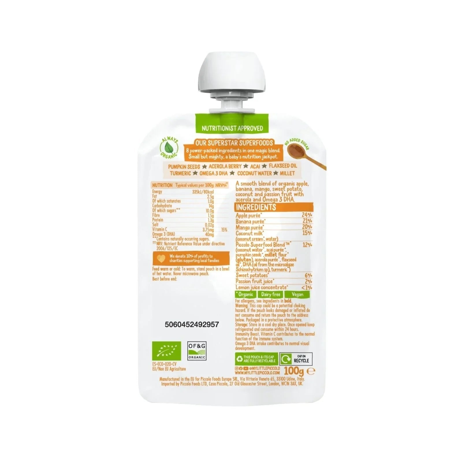 Piccolo Organic Tropical Superboost 100g - mezetto ebebek ebebek