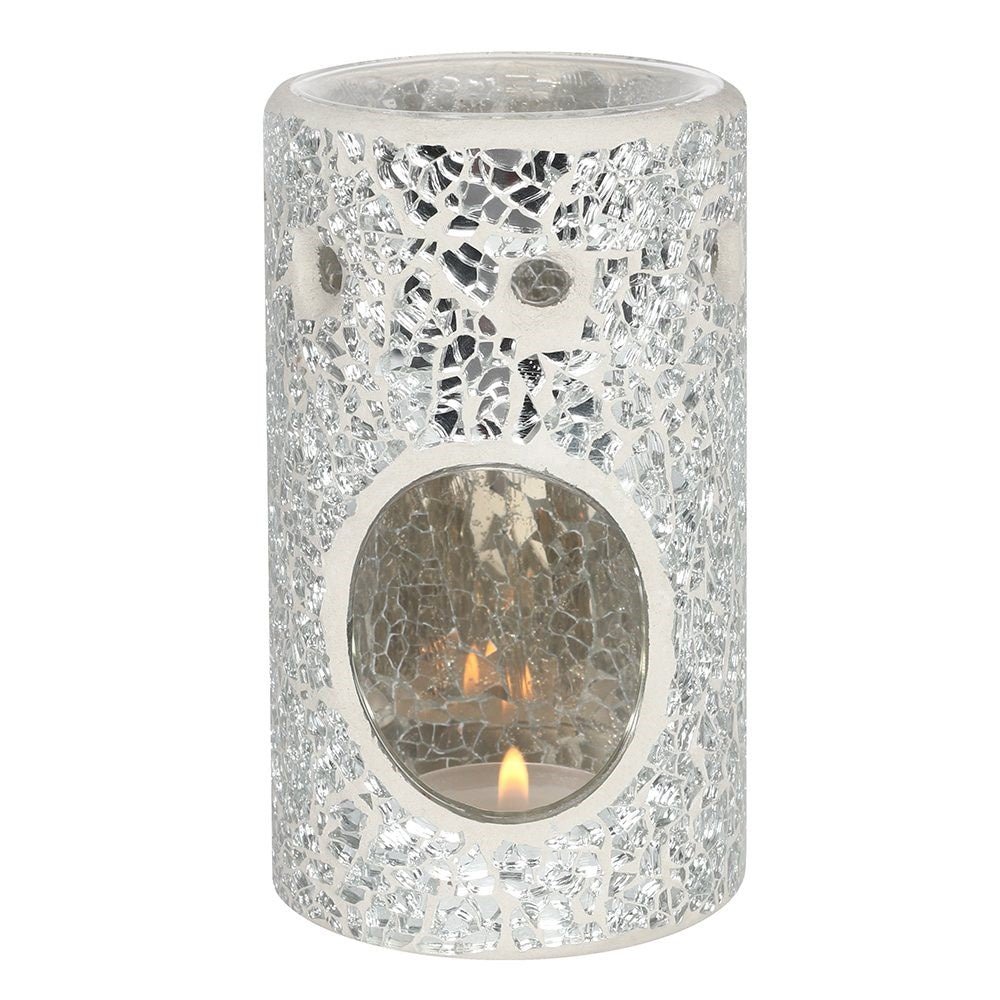 Pillar Crackle Glass Wax Burner - mezetto Shopify Collective The Stirling Candle Company