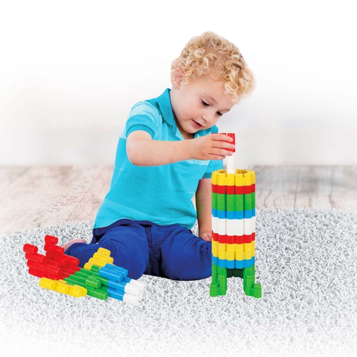 Pilsan Rocket Blocks 224 pcs (in 8 Liter Storage Container) - mezetto ebebek ebebek