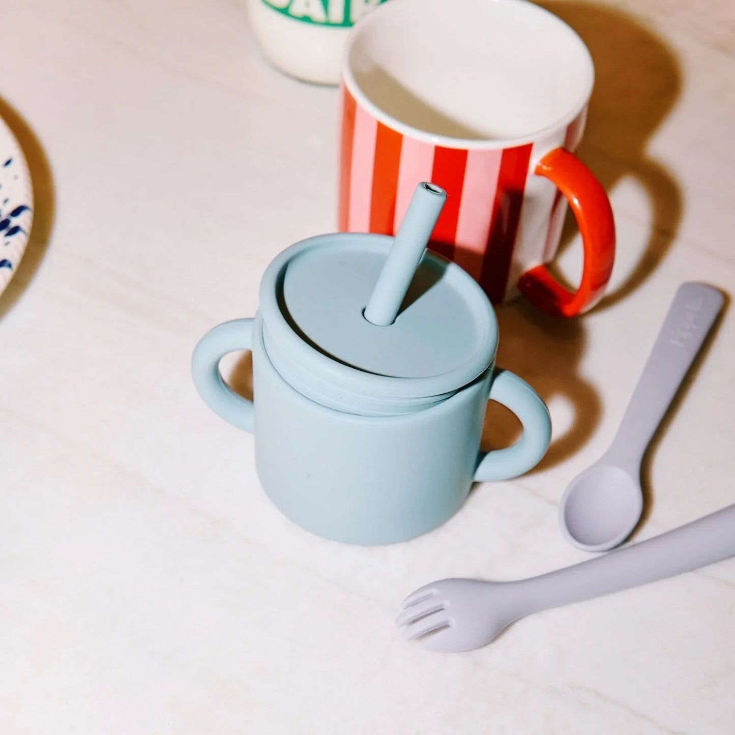 Pippeta Silicone Cup with Straw - Ash Rose - mezetto ebebek ebebek