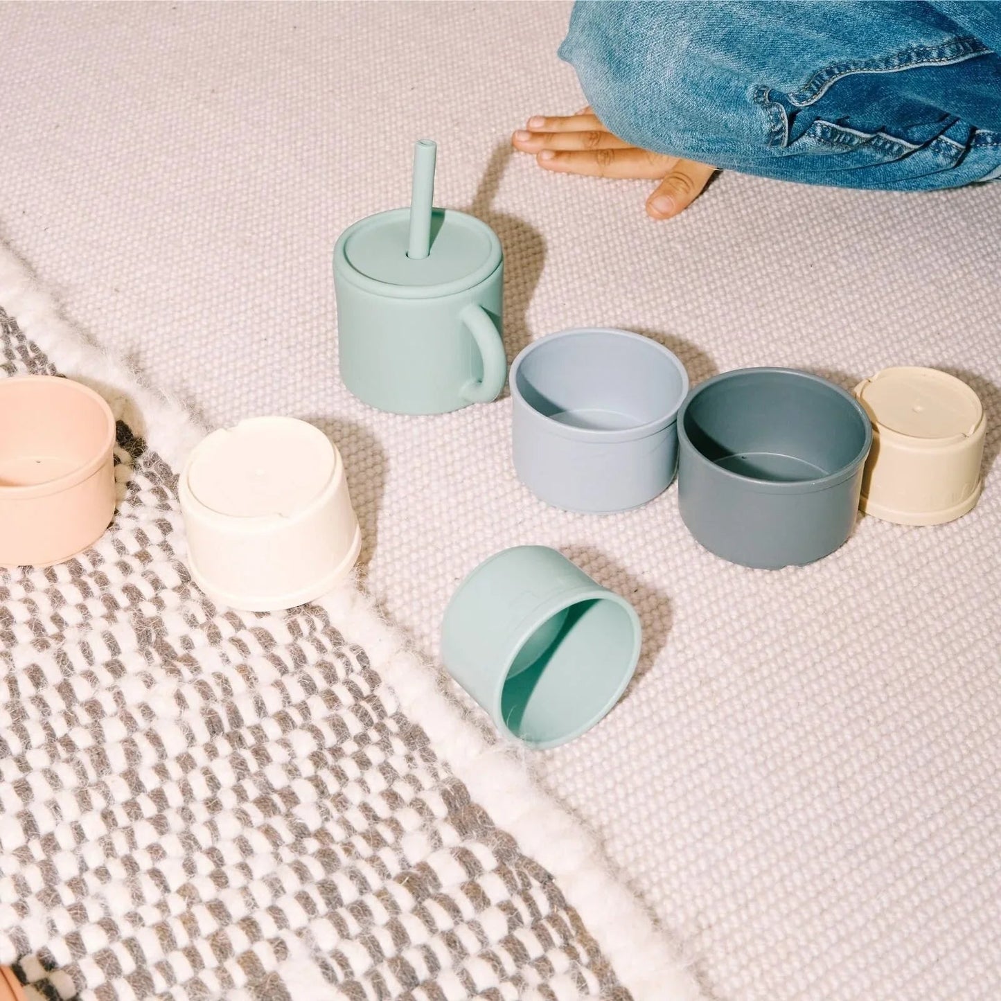 Pippeta Silicone Cup with Straw - Ash Rose - mezetto ebebek ebebek
