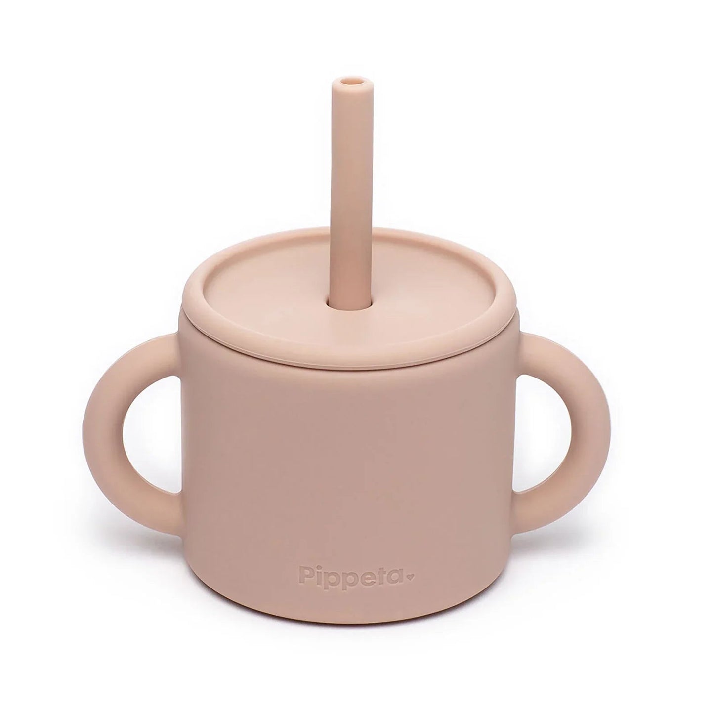 Pippeta Silicone Cup with Straw - Ash Rose - mezetto ebebek ebebek