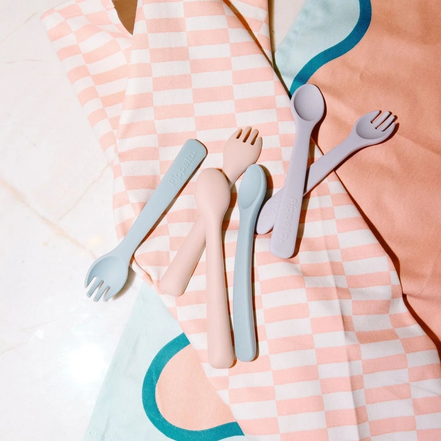 Pippeta Silicone Spoon & Fork - Ash Rose - mezetto ebebek ebebek
