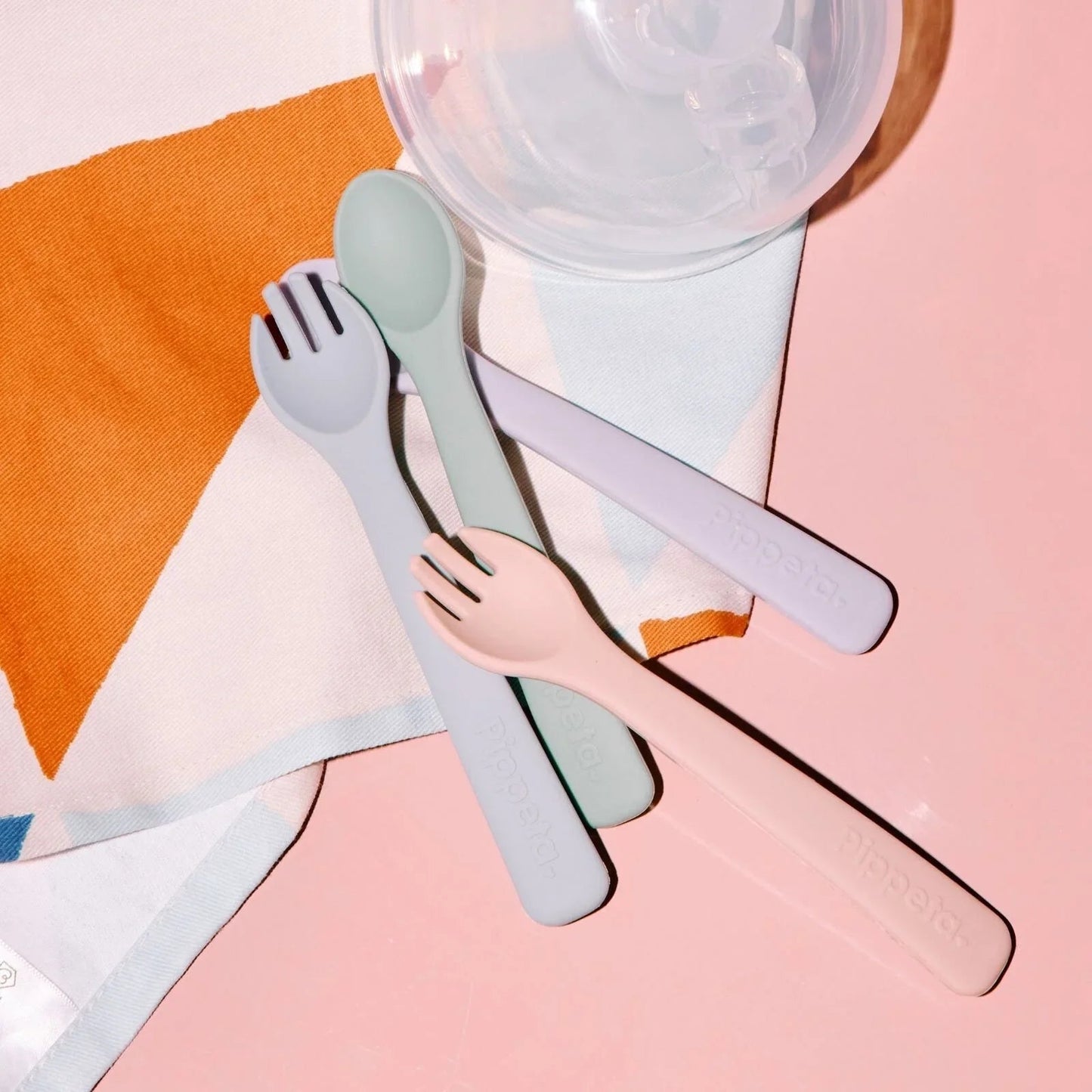 Pippeta Silicone Spoon & Fork - Sea Salt - mezetto ebebek ebebek
