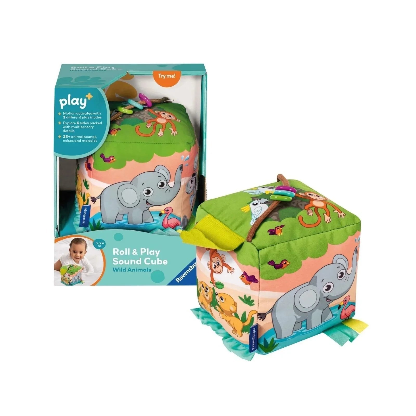 Play+ Roll & Play Sound Cube Wild Animals - mezetto ebebek ebebek