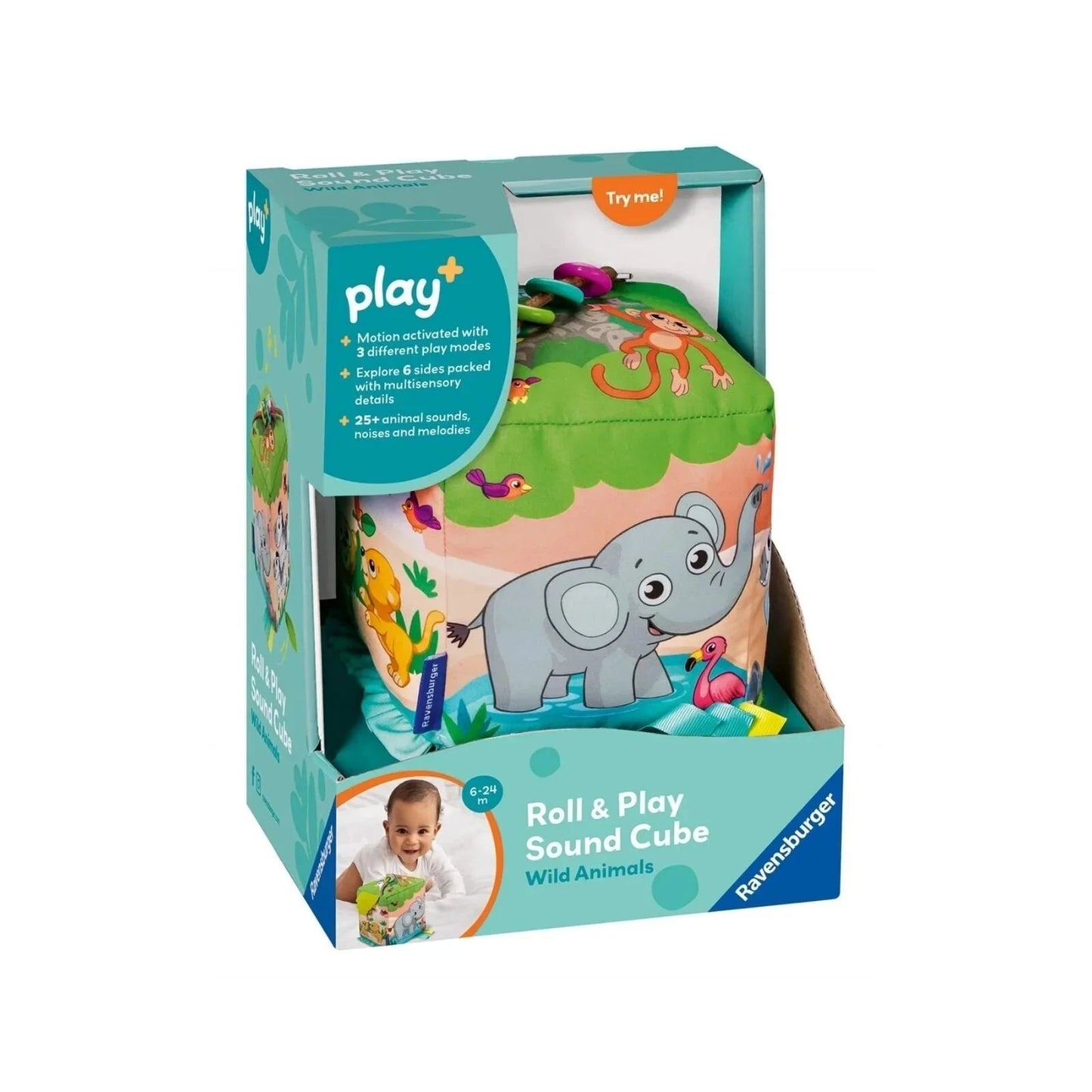 Play+ Roll & Play Sound Cube Wild Animals - mezetto ebebek ebebek