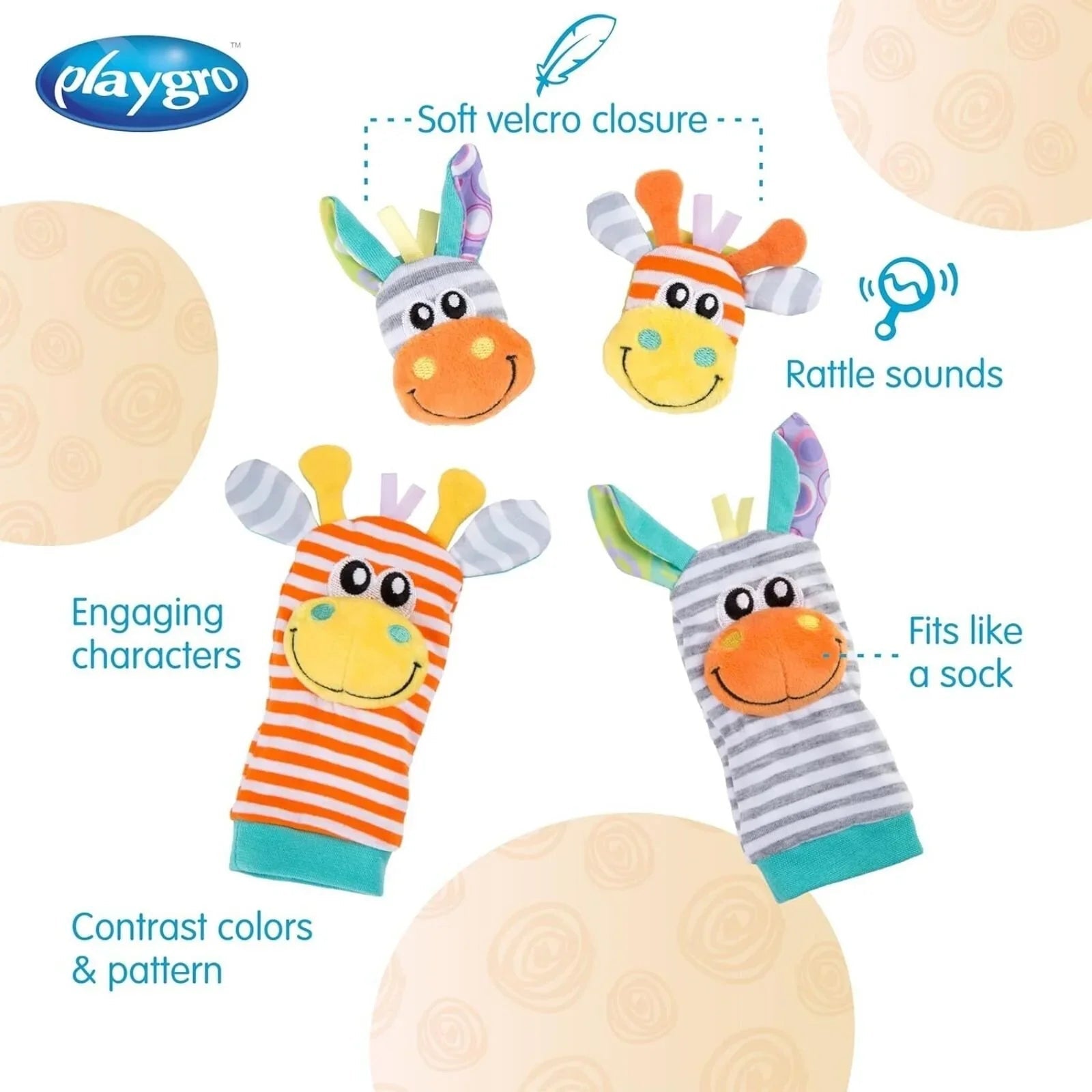 Playgro Jungle Wrist Rattle & Foot Finder - mezetto ebebek ebebek
