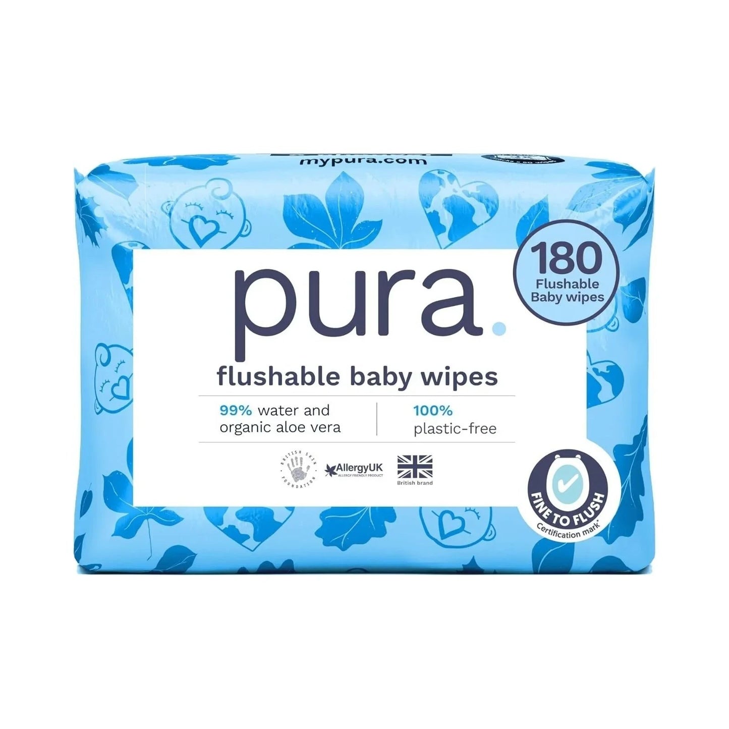 Pura Baby Wipes Flushable 3x60 pcs - mezetto ebebek ebebek