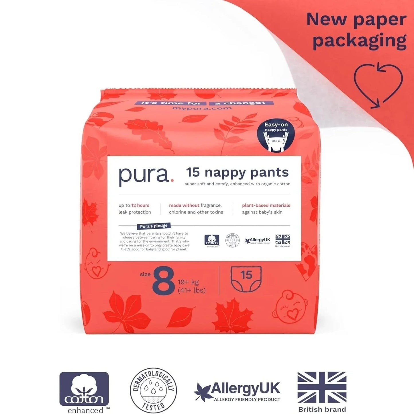 Pura Eco Nappy Pants Size 8 - 15 nappies - mezetto ebebek ebebek