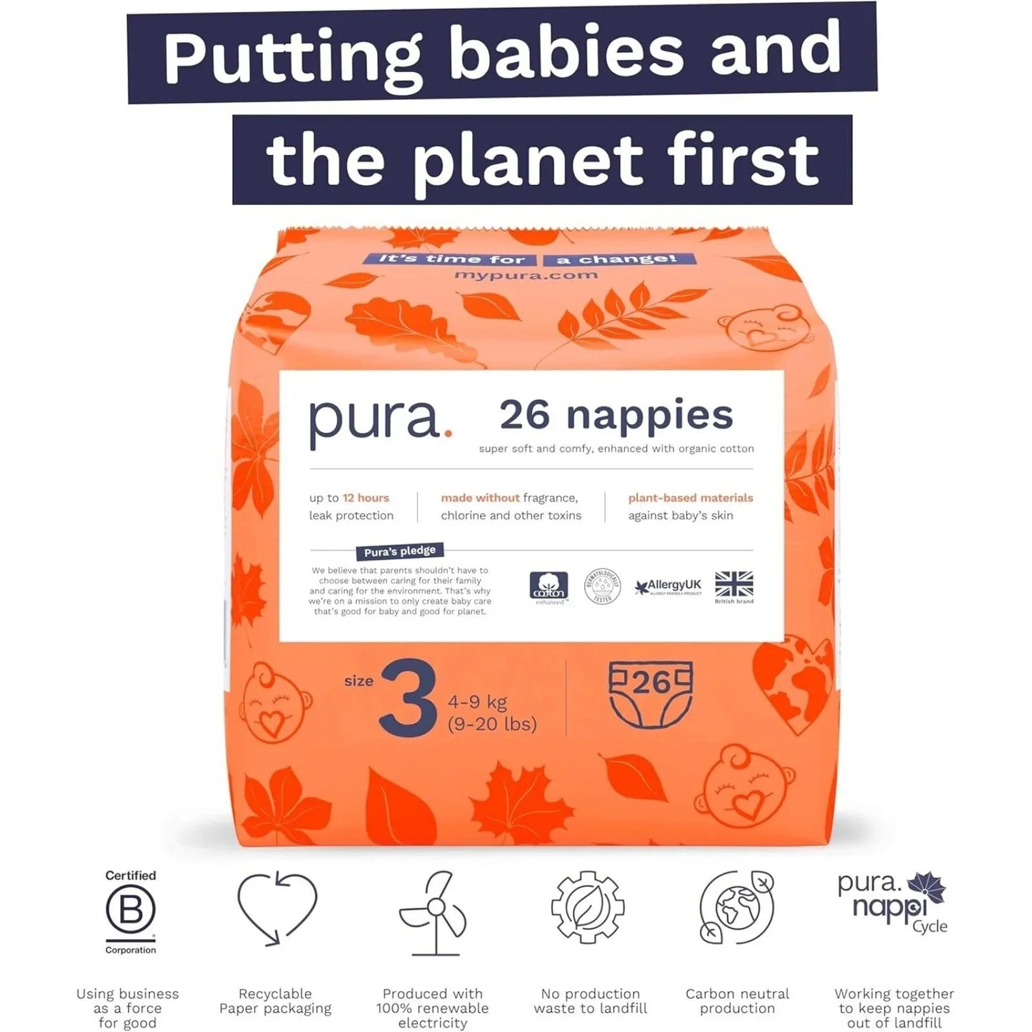 Pura Eco Nappy Size 3 - 26 nappies - mezetto ebebek ebebek