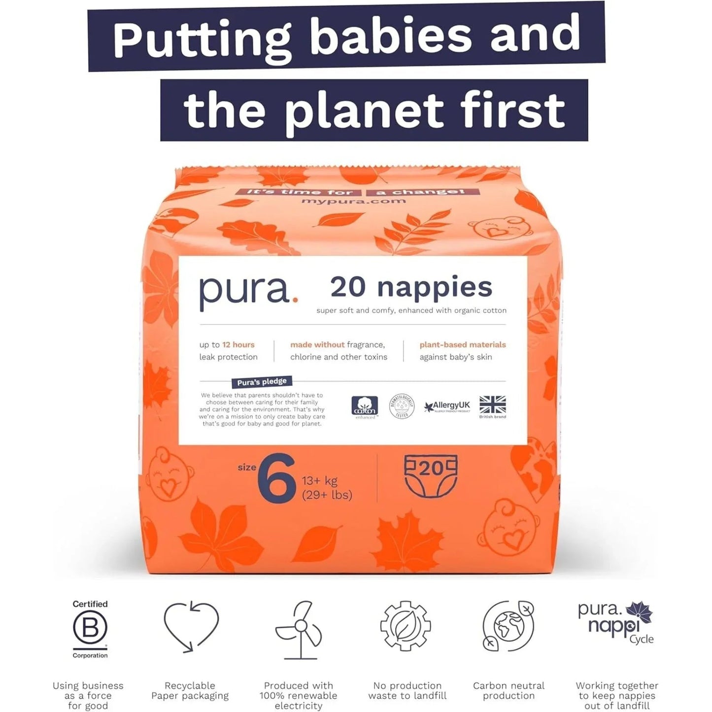 Pura Eco Nappy Size 6 - 20 nappies - mezetto ebebek ebebek