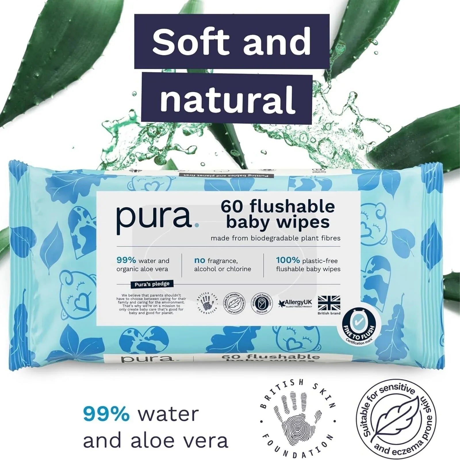 Pura Wipes Flushable 18x60 pcs - mezetto ebebek ebebek