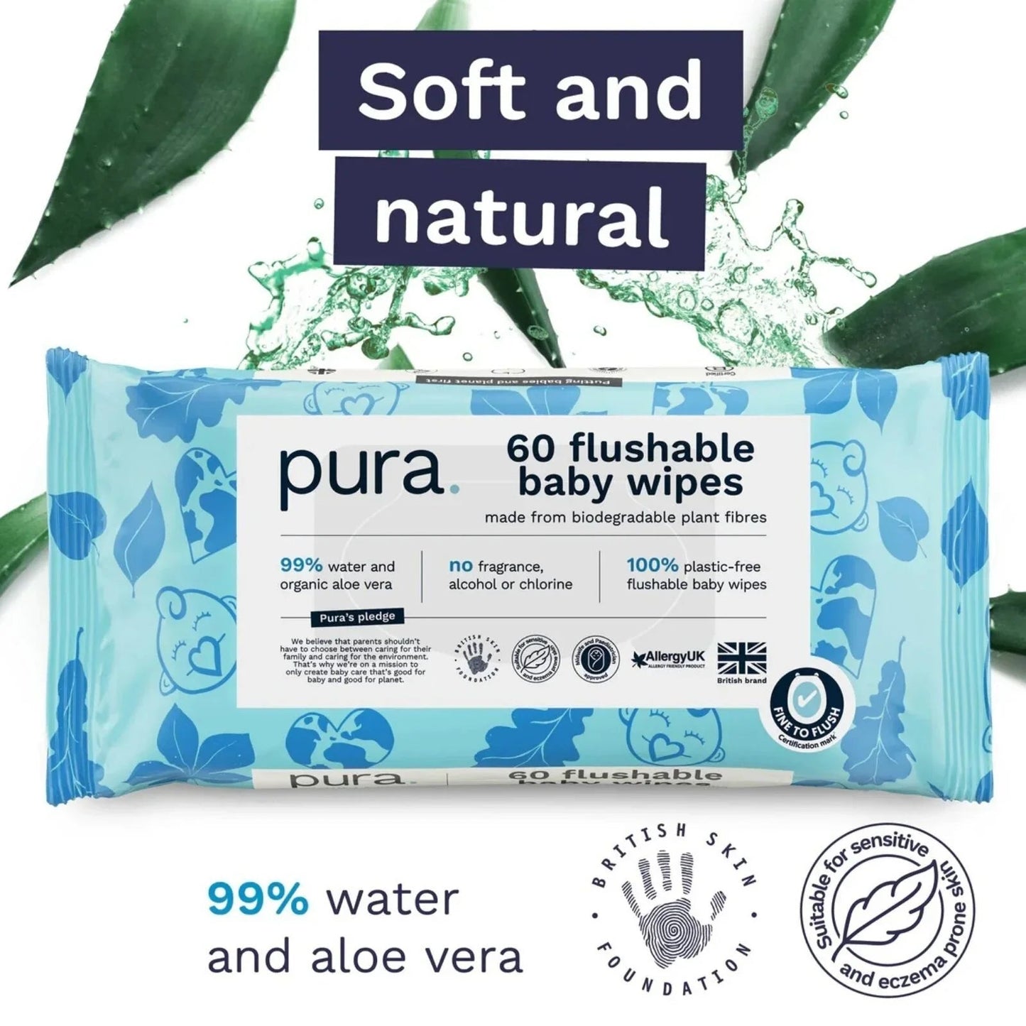 Pura Wipes Flushable 60 pcs - mezetto ebebek ebebek