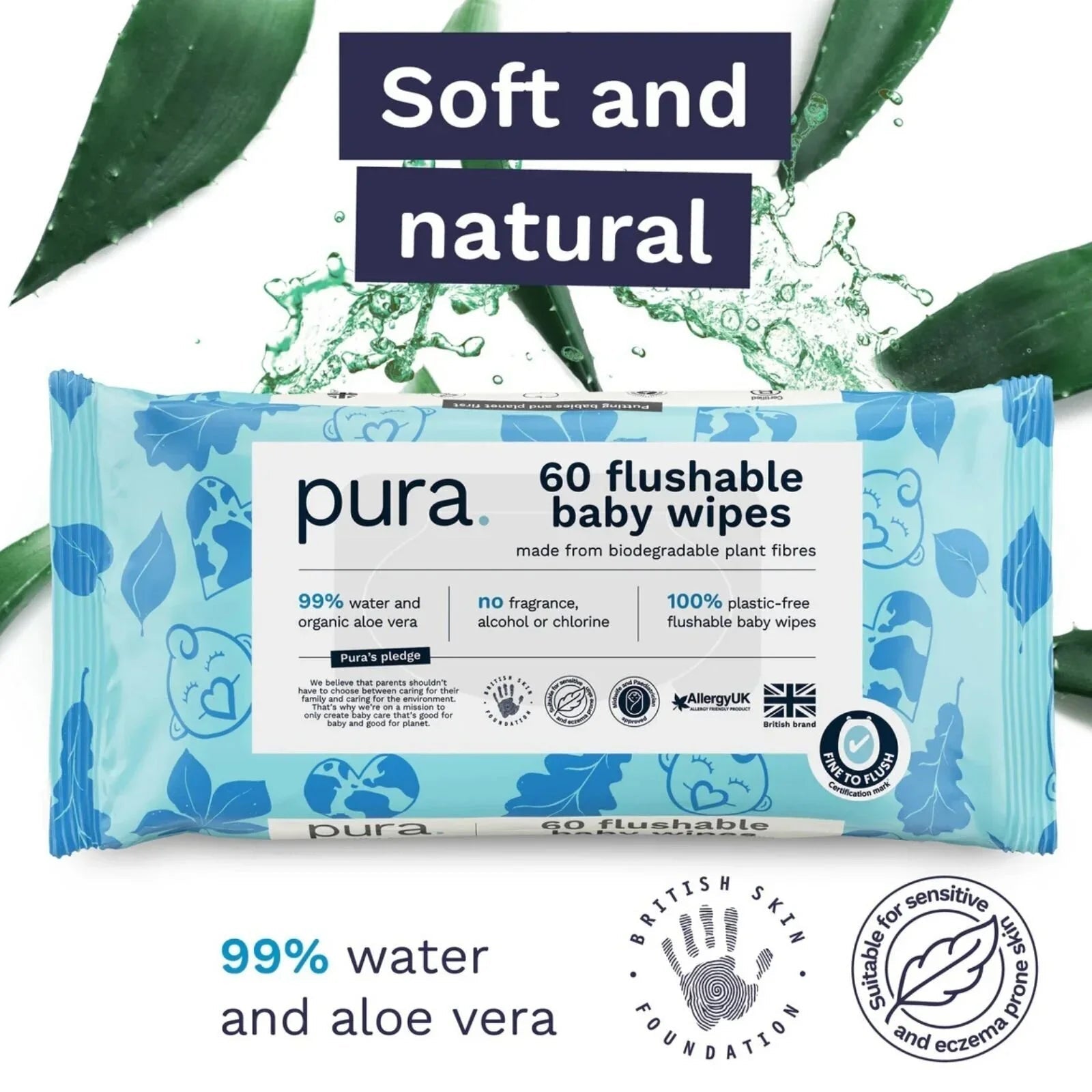 Pura Wipes Flushable 60 pcs - mezetto ebebek ebebek
