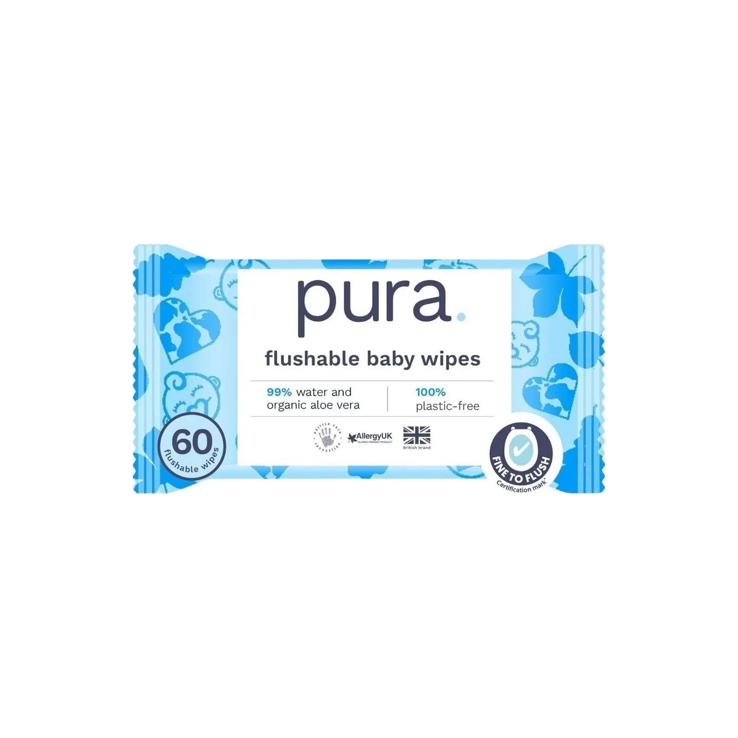 Pura Wipes Flushable 60 pcs - mezetto ebebek ebebek