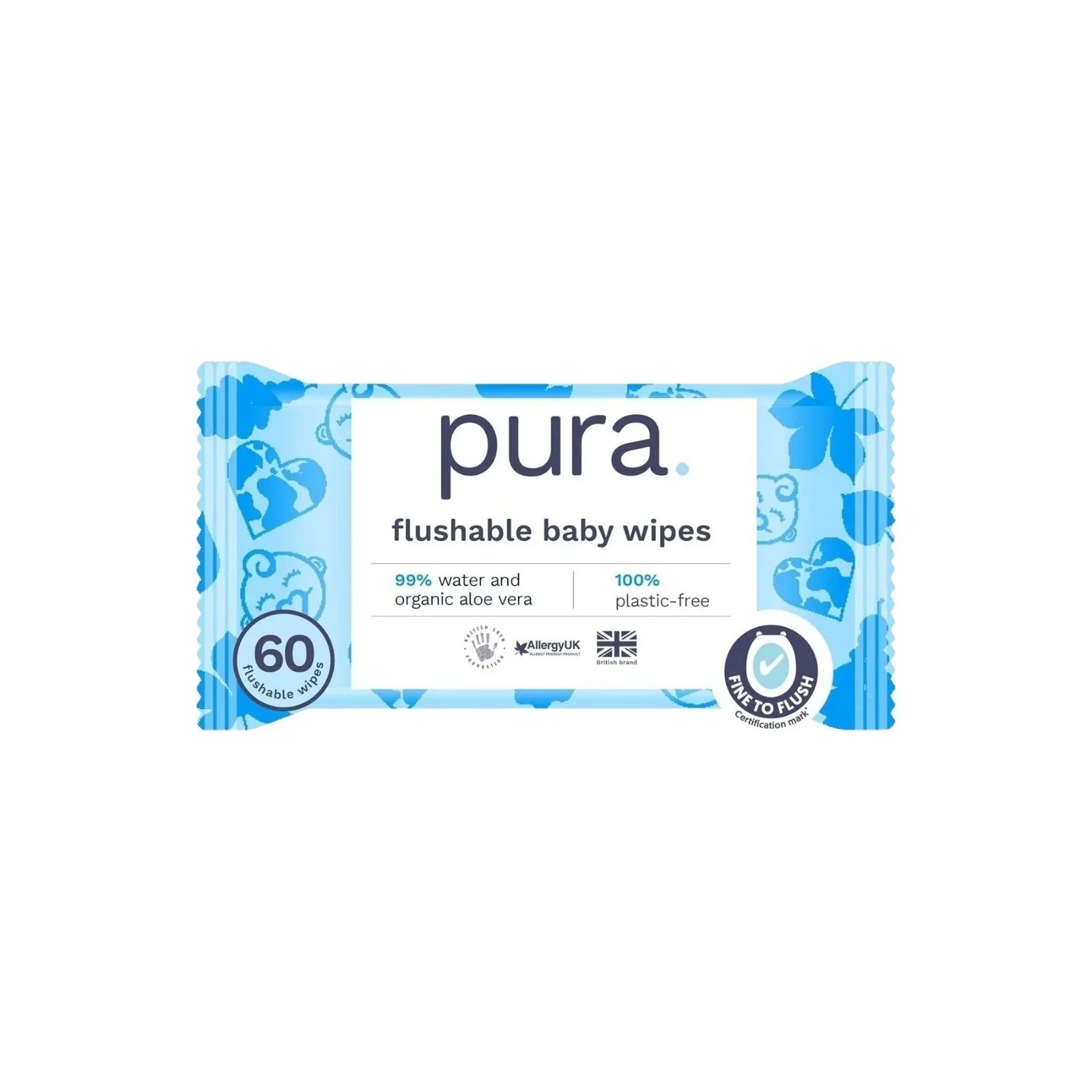 Pura Wipes Flushable 60 pcs - mezetto ebebek ebebek
