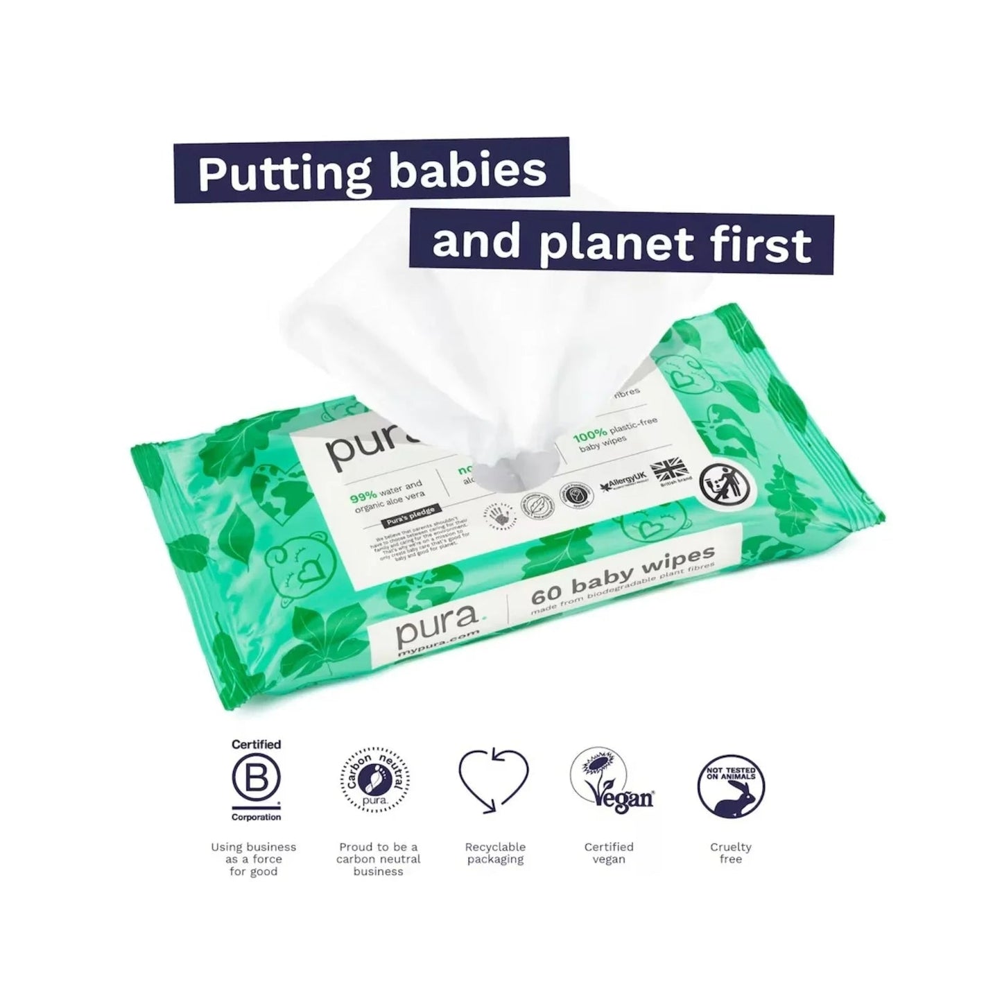Pura Wipes Non - flushable 60 pcs - mezetto ebebek ebebek