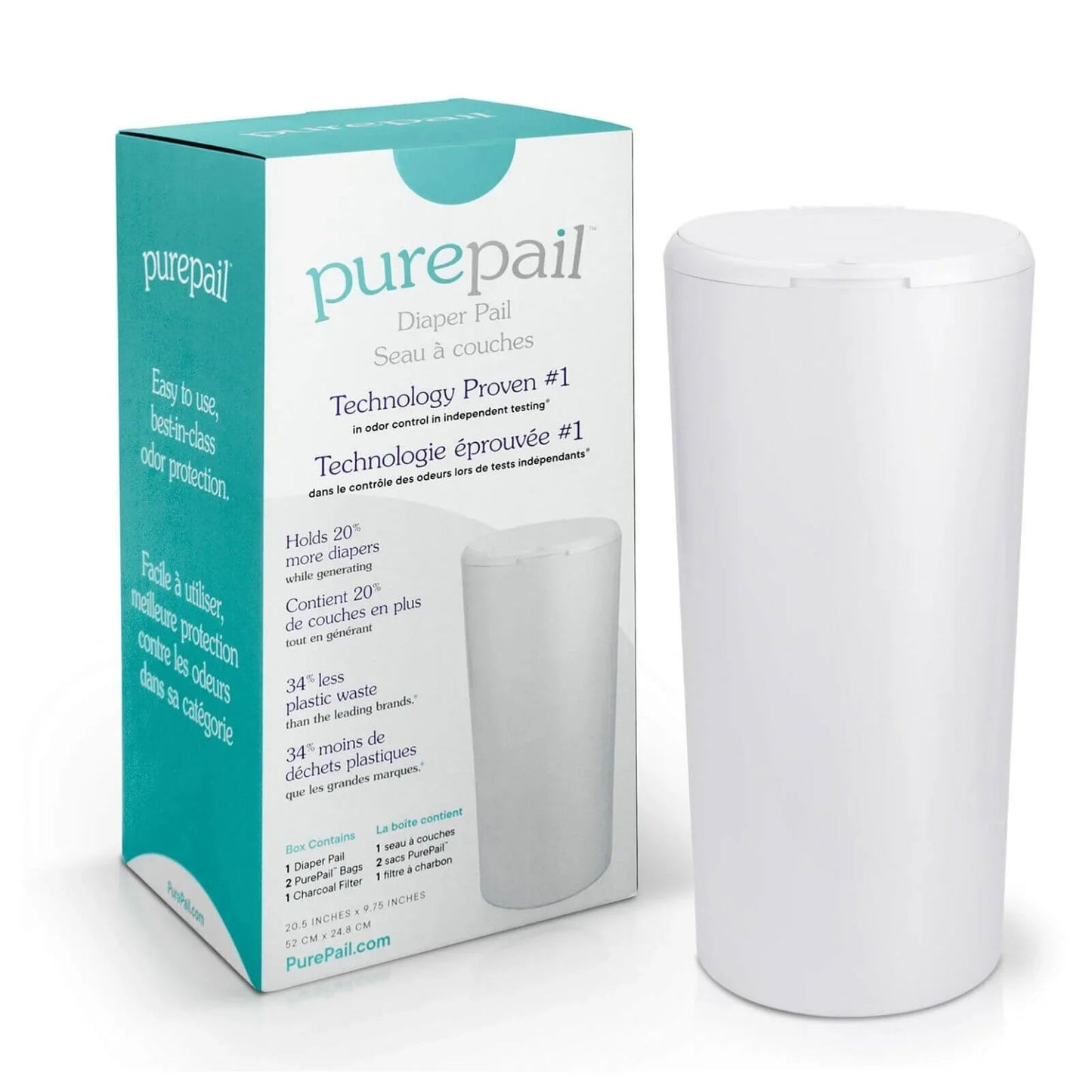 PurePail Classic Nappy Bin - White - mezetto ebebek ebebek