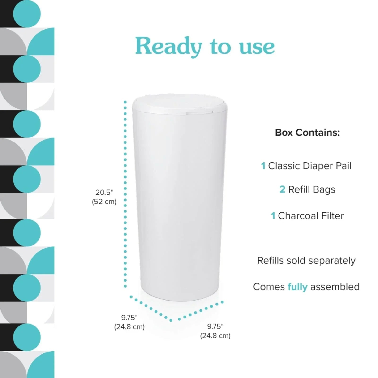 PurePail Classic Nappy Bin - White - mezetto ebebek ebebek