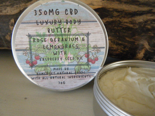 Rose Geranium & Lemongrass Luxury CBD Body Butter - mezetto Shopify Collective Somerset Natural Soaps