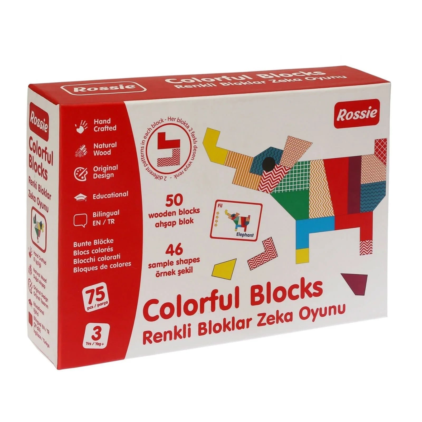 Rossie Colored Wooden Blocks - mezetto ebebek ebebek