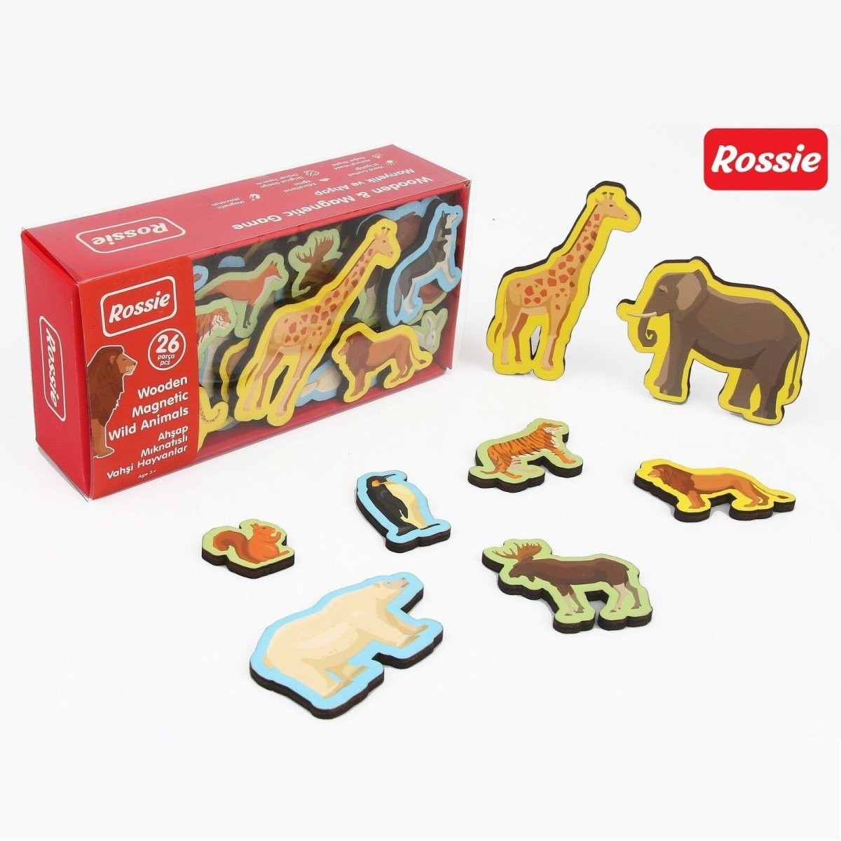 Rossie Magnetic Wooden Wild Animals - mezetto ebebek ebebek