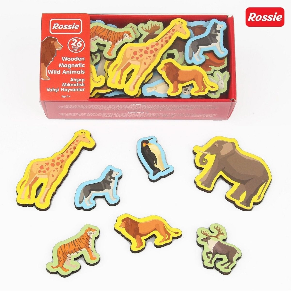 Rossie Magnetic Wooden Wild Animals - mezetto ebebek ebebek