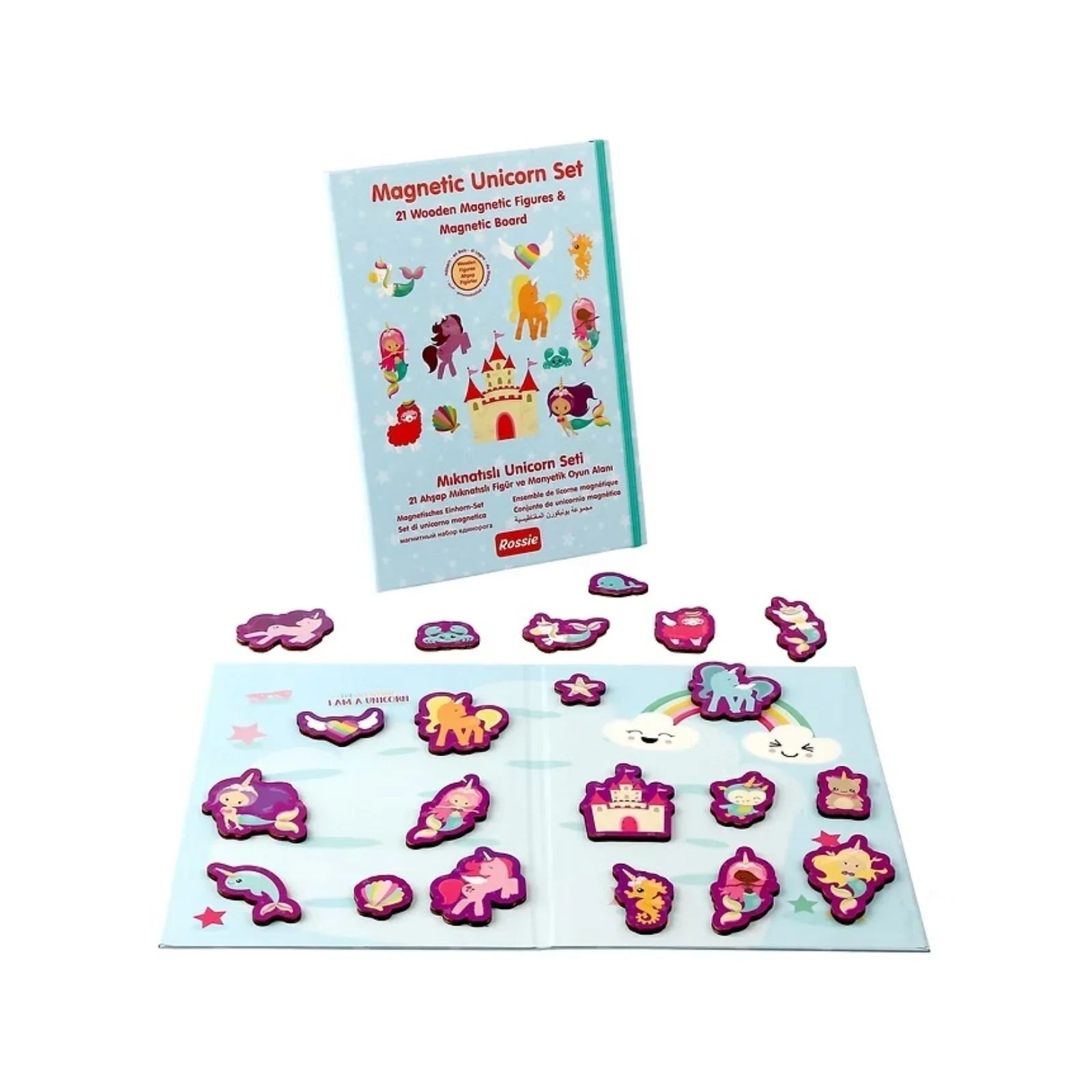 Rossie Wooden Magnetic Unicorn Set 21 pcs - mezetto ebebek ebebek