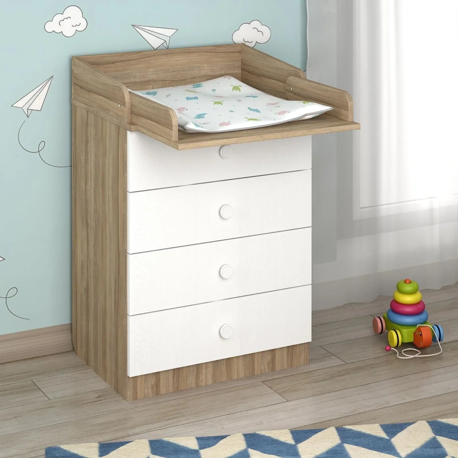 Shefa Kids 600 Changing Dressers - Elm/White - mezetto ebebek ebebek