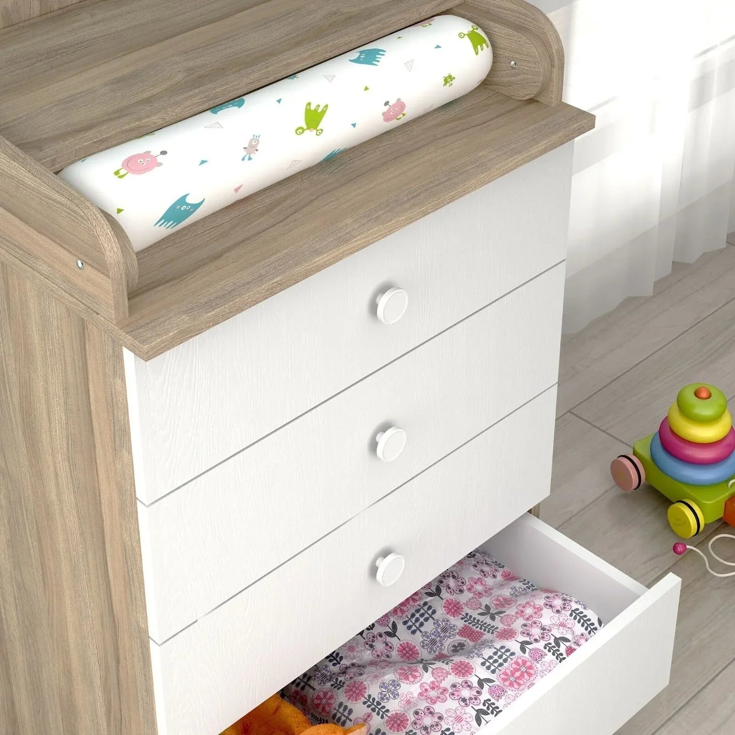 Shefa Kids 600 Changing Dressers - Elm/White - mezetto ebebek ebebek