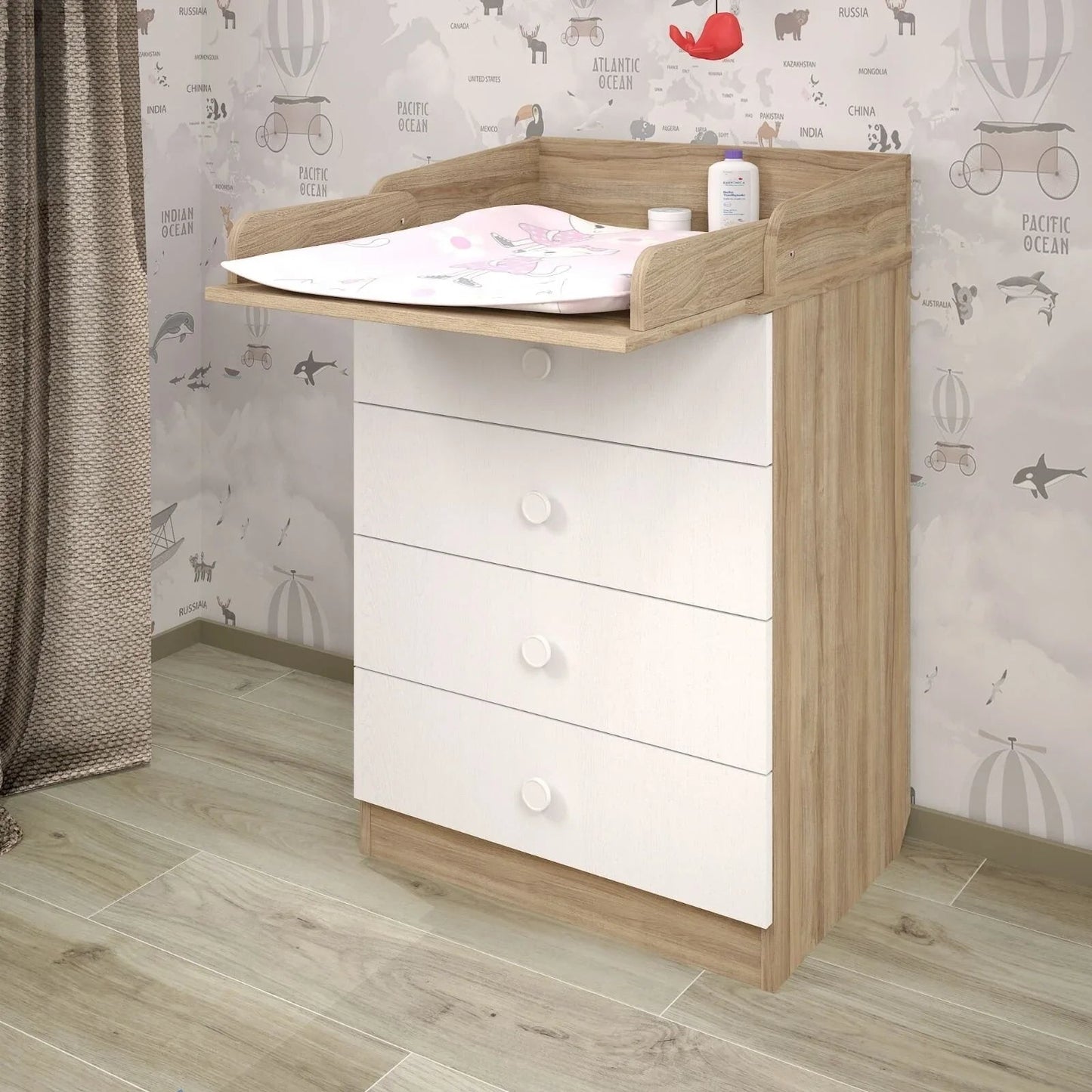 Shefa Kids 600 Changing Dressers - Elm/White - mezetto ebebek ebebek