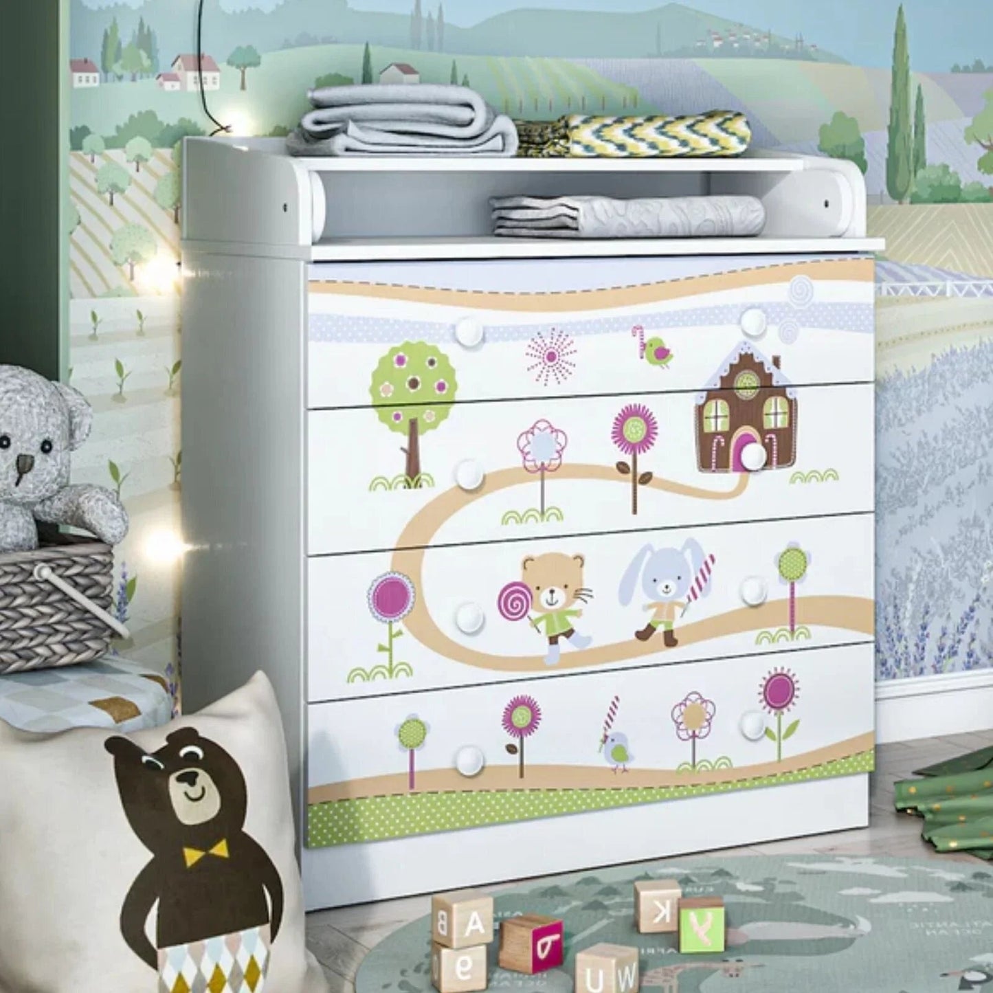 Shefa Kids 800 Changing Dresser - Gingerbread House - mezetto ebebek ebebek