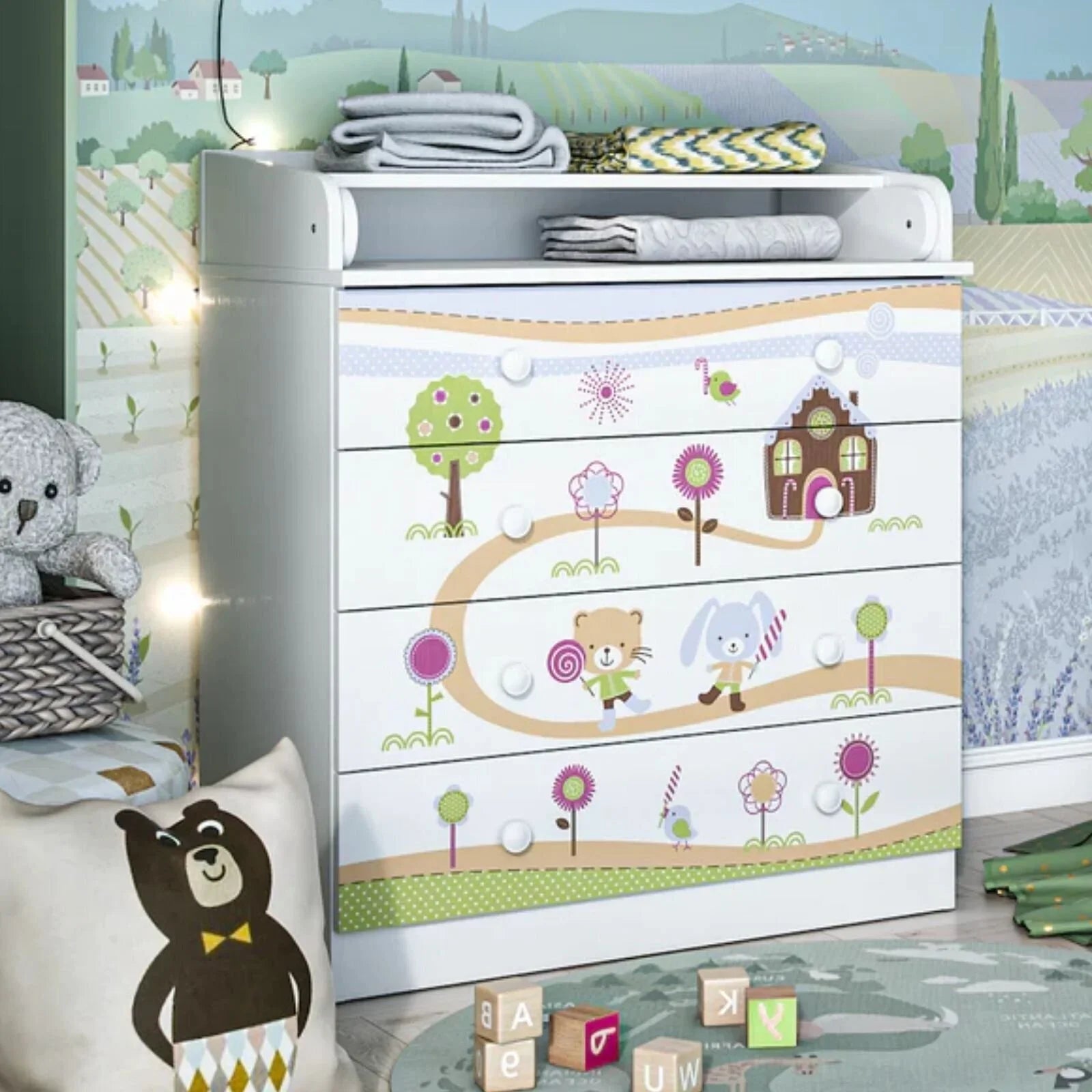 Shefa Kids 800 Changing Dresser - Gingerbread House - mezetto ebebek ebebek