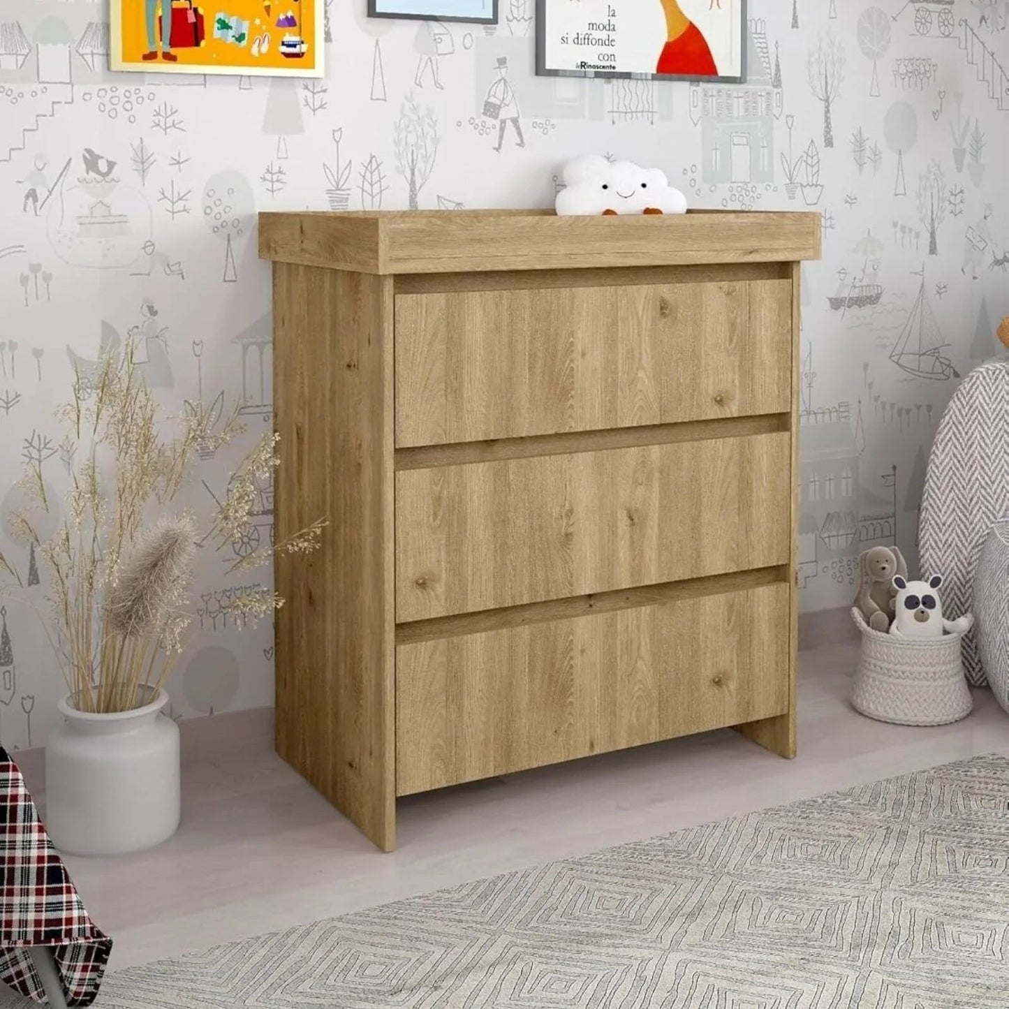 Shefa Kids 880 Baby Changing Unit - Cremona Oak - mezetto ebebek ebebek