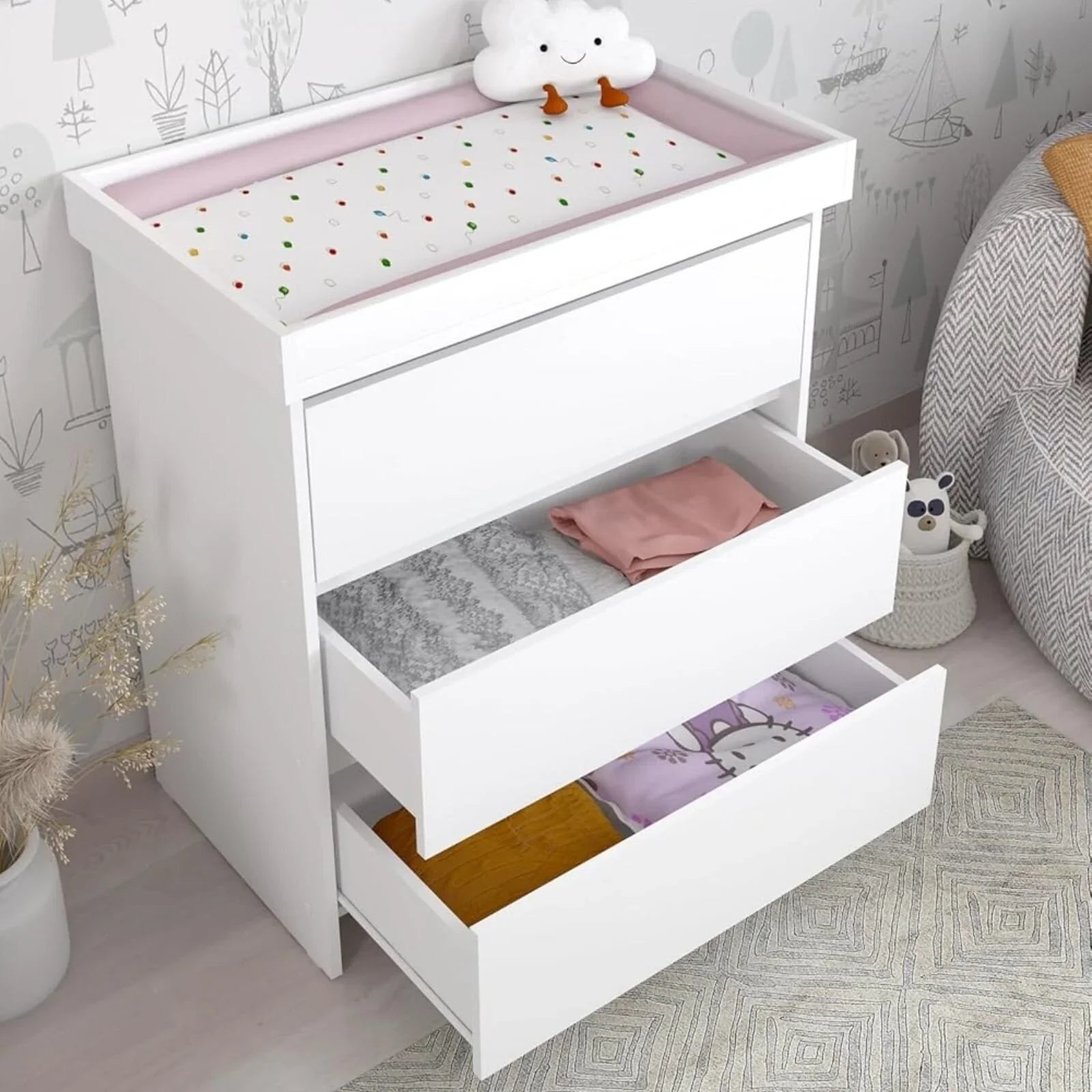 Shefa Kids 880 Baby Changing Unit - White - mezetto ebebek ebebek
