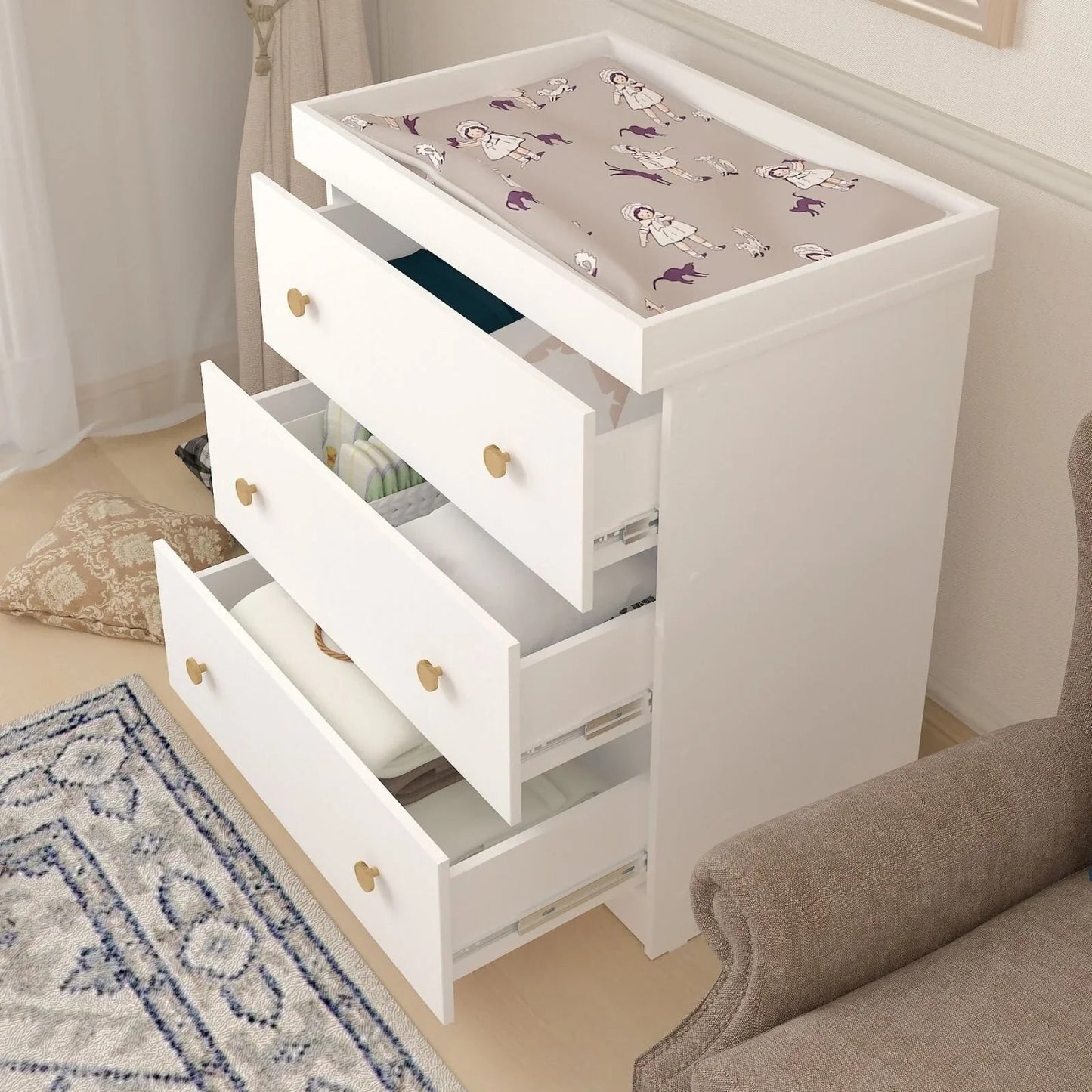 Shefa Kids 888 Changing Dresser - White - mezetto ebebek ebebek