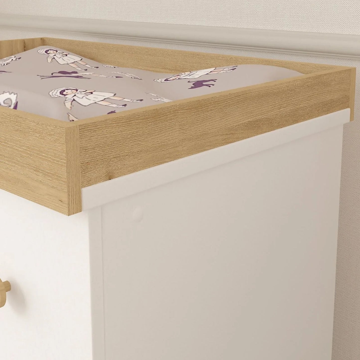 Shefa Kids 888 Changing Dresser - White/Oak - mezetto ebebek ebebek
