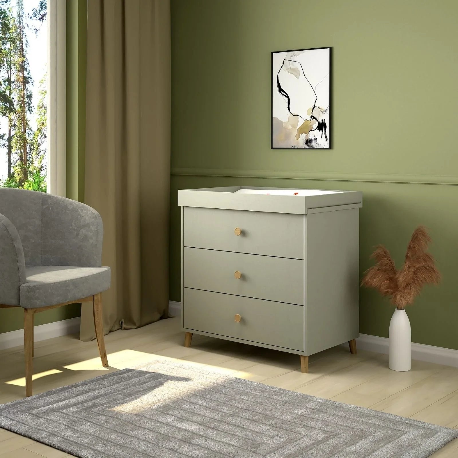 Shefa Kids 890 Changing Dresser - Grey - mezetto ebebek ebebek