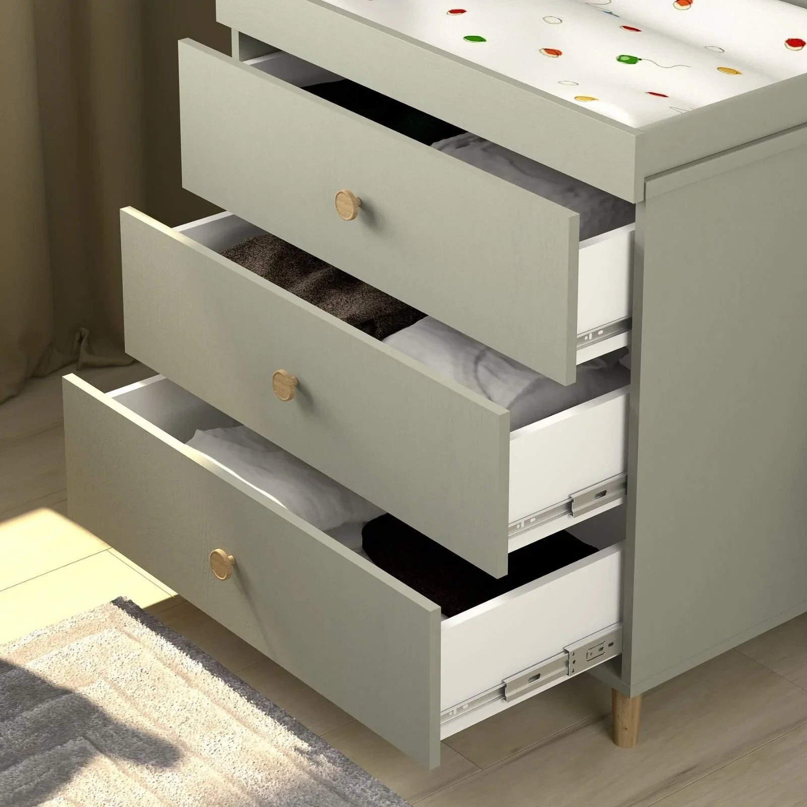 Shefa Kids 890 Changing Dresser - Grey - mezetto ebebek ebebek
