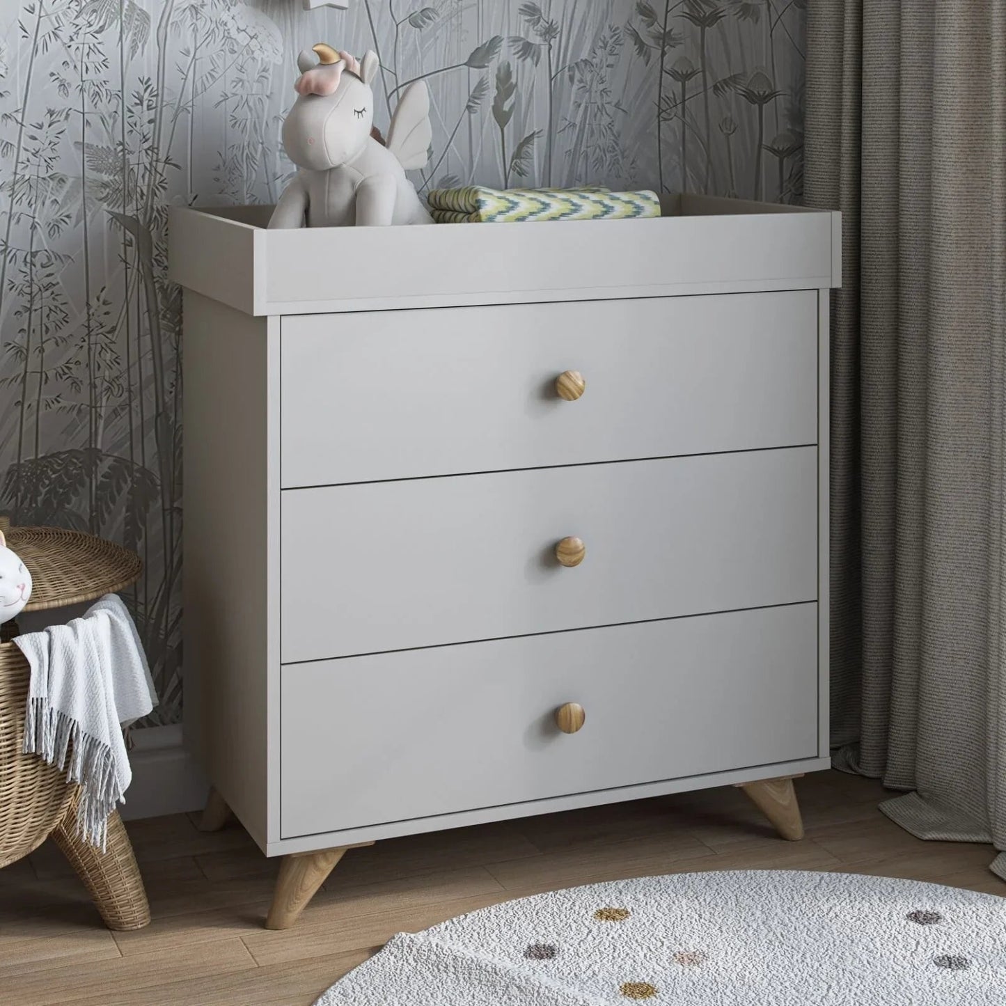 Shefa Kids 890 Changing Dresser - Grey - mezetto ebebek ebebek