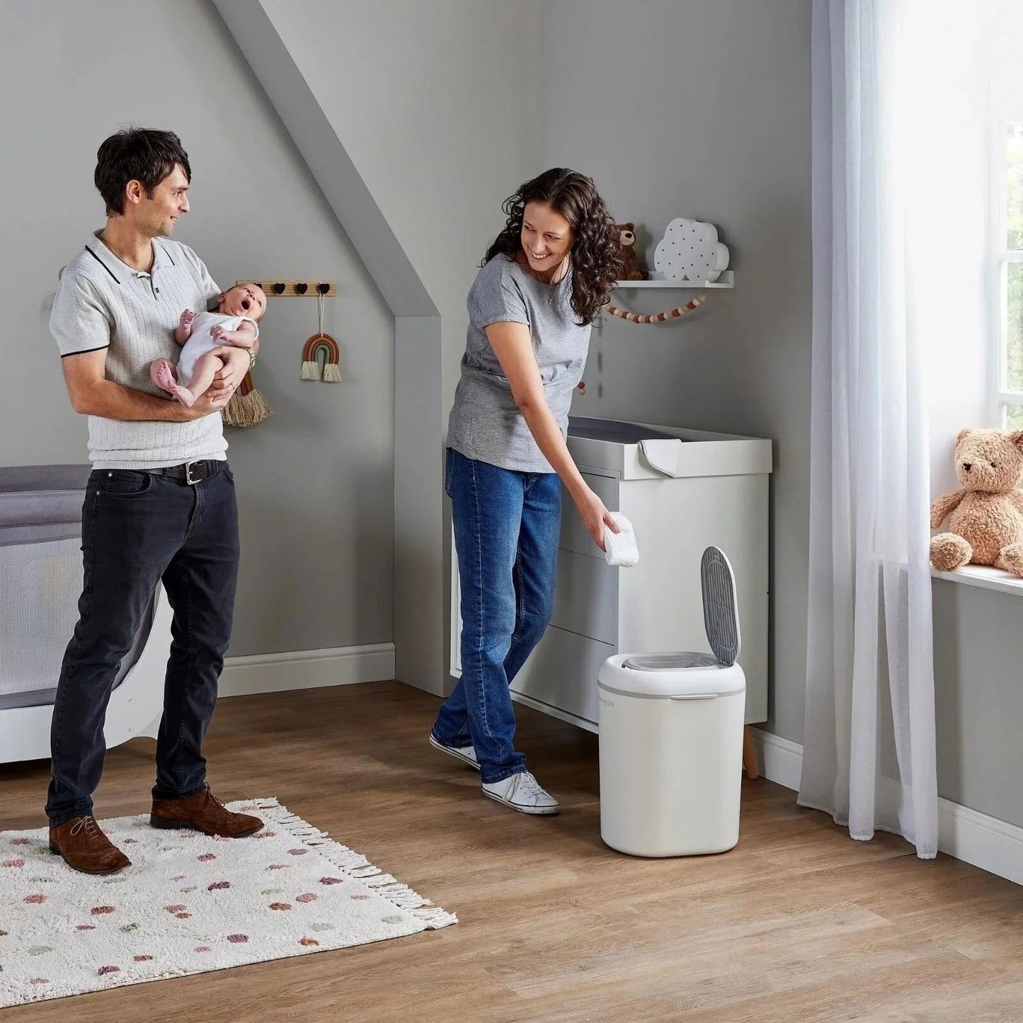 Shnuggle Eco - Touch Nappy Bin - White - mezetto ebebek ebebek