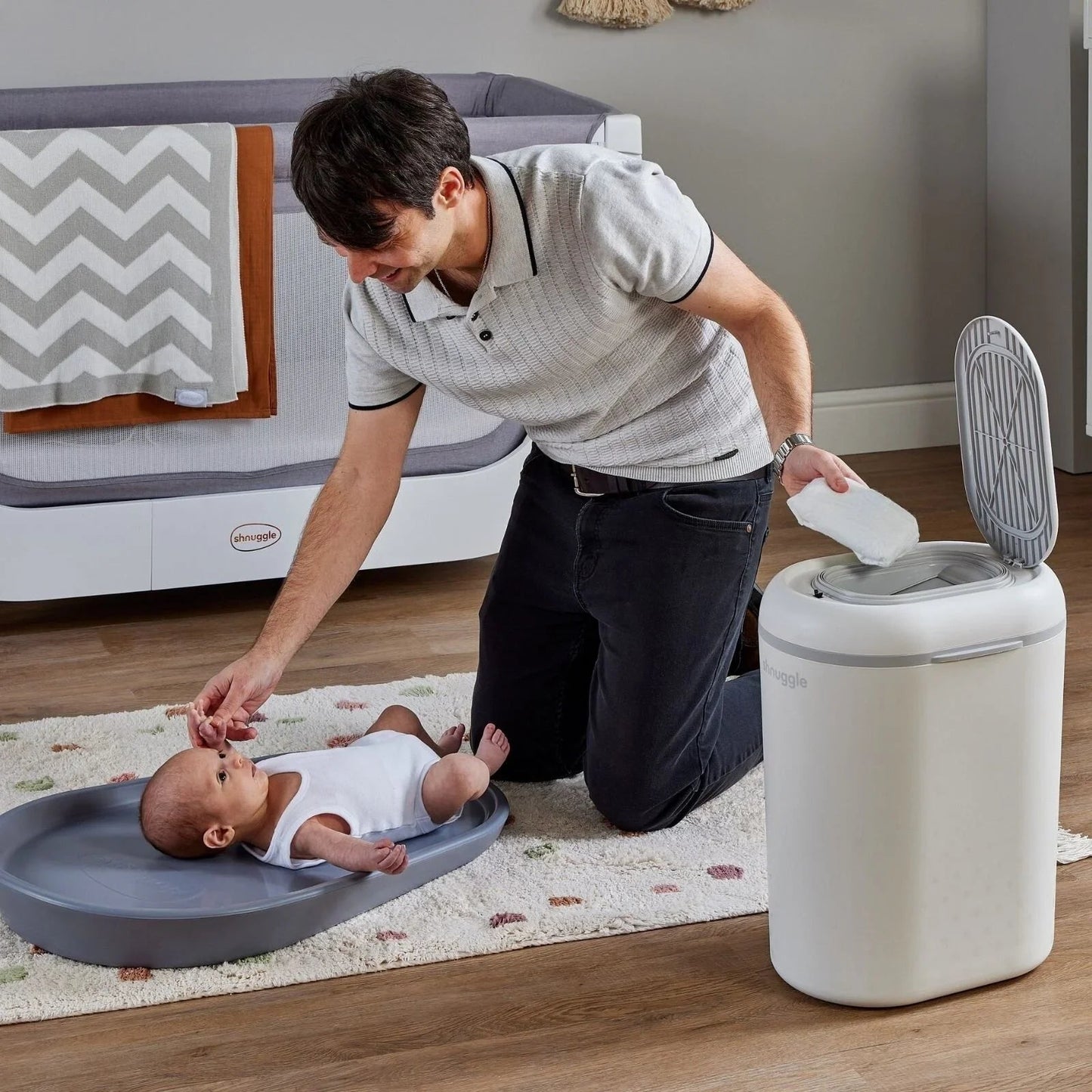 Shnuggle Eco - Touch Nappy Bin - White - mezetto ebebek ebebek