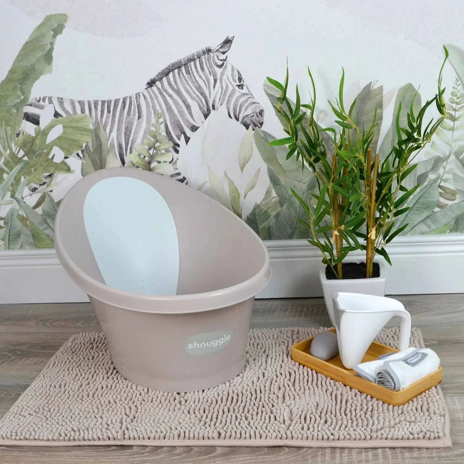 Shnuggle Newborn Baby Bath with Plug - Taupe - mezetto ebebek ebebek