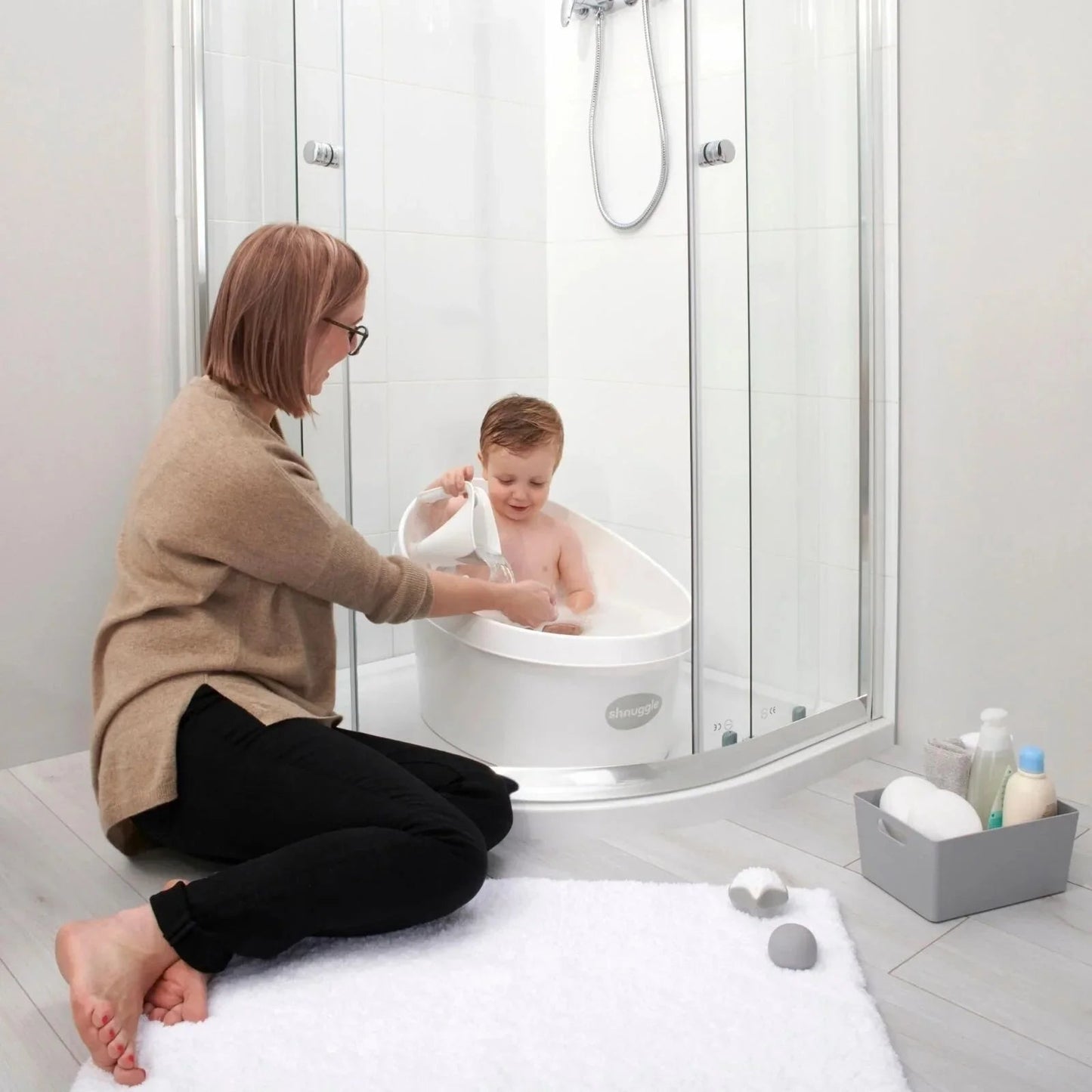 Shnuggle Toddler Bath Tub - Taupe - mezetto ebebek ebebek
