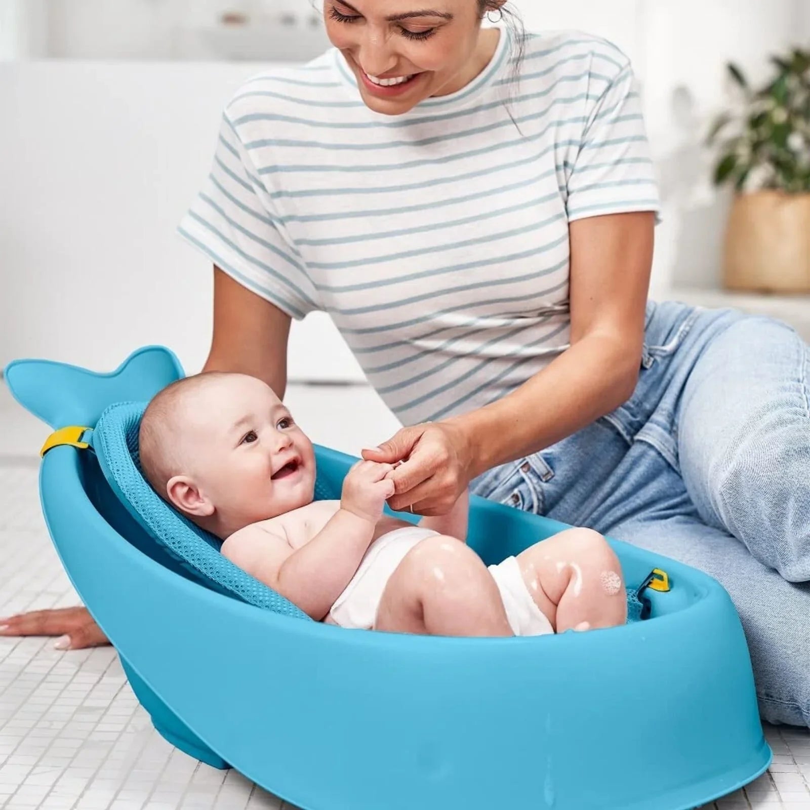 Skip Hop Moby Smart Sling 3 - Stage Baby Bath Tub - Blue - mezetto ebebek ebebek