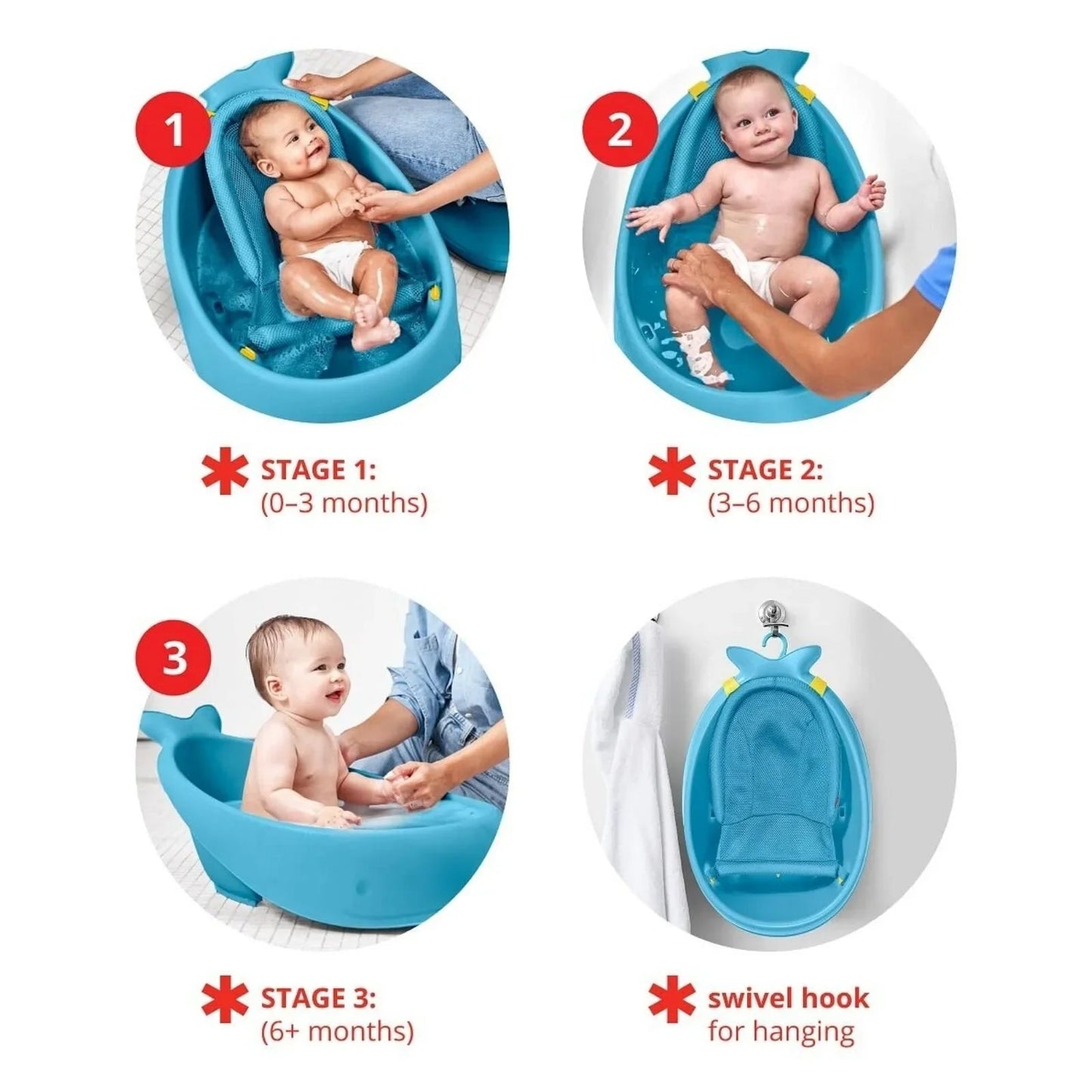 Skip Hop Moby Smart Sling 3 - Stage Baby Bath Tub - Blue - mezetto ebebek ebebek