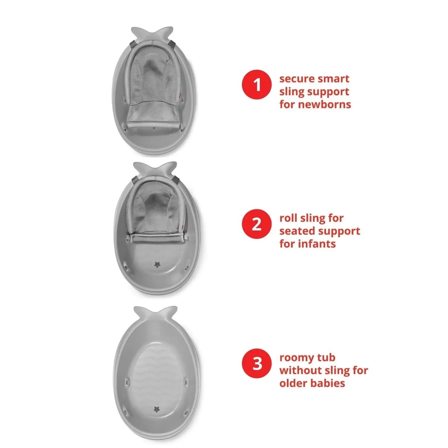 Skip Hop Moby Smart Sling 3 - Stage Baby Bath Tub - Grey - mezetto ebebek ebebek