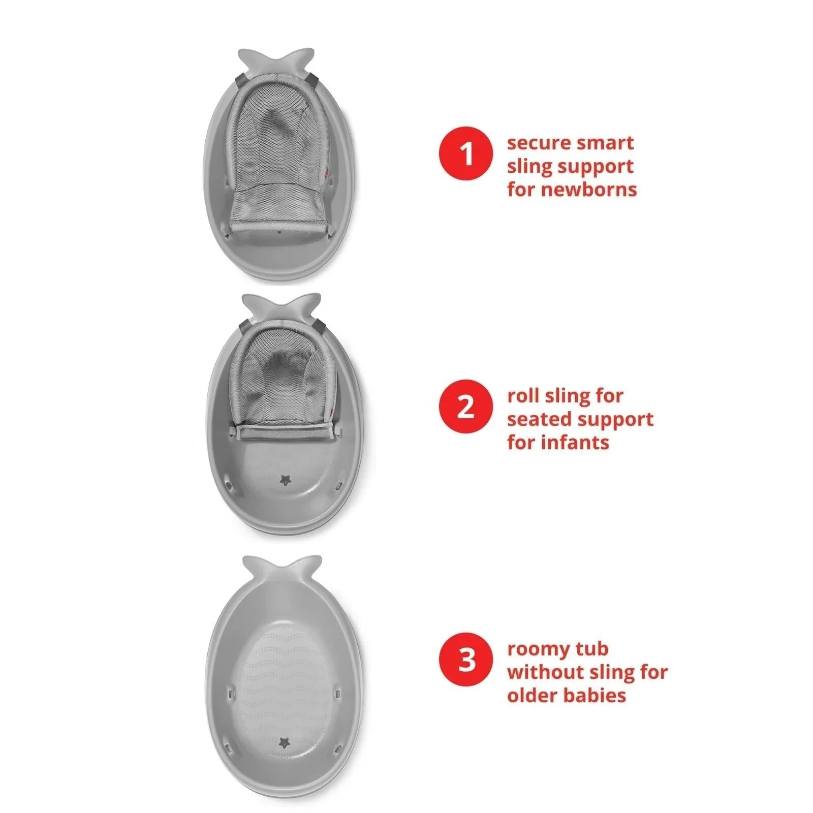 Skip Hop Moby Smart Sling 3 - Stage Baby Bath Tub - Grey - mezetto ebebek ebebek