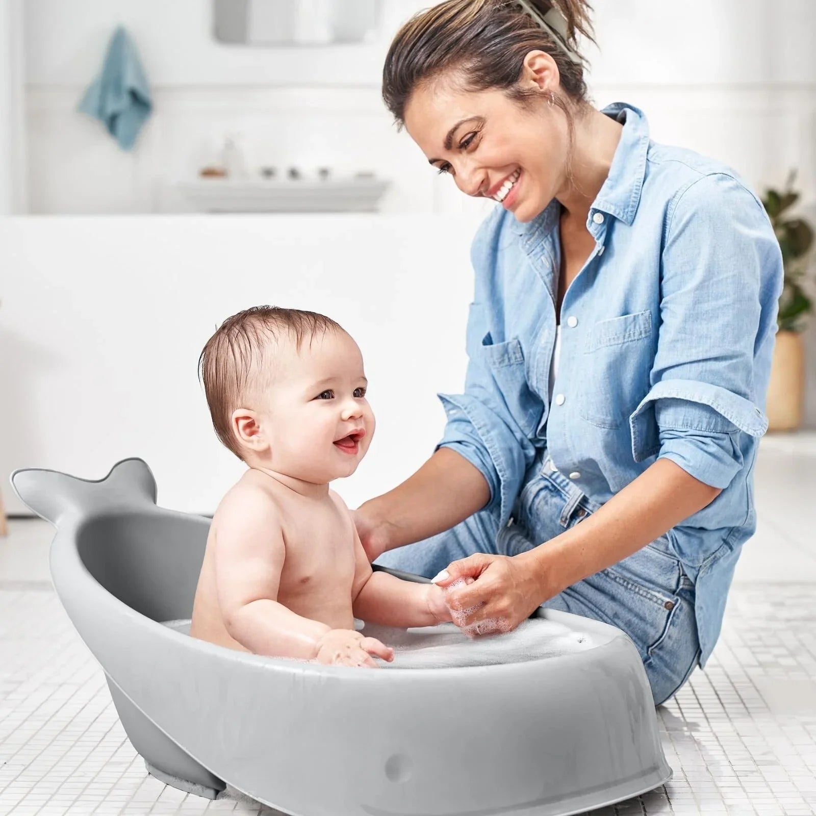 Skip Hop Moby Smart Sling 3 - Stage Baby Bath Tub - Grey - mezetto ebebek ebebek