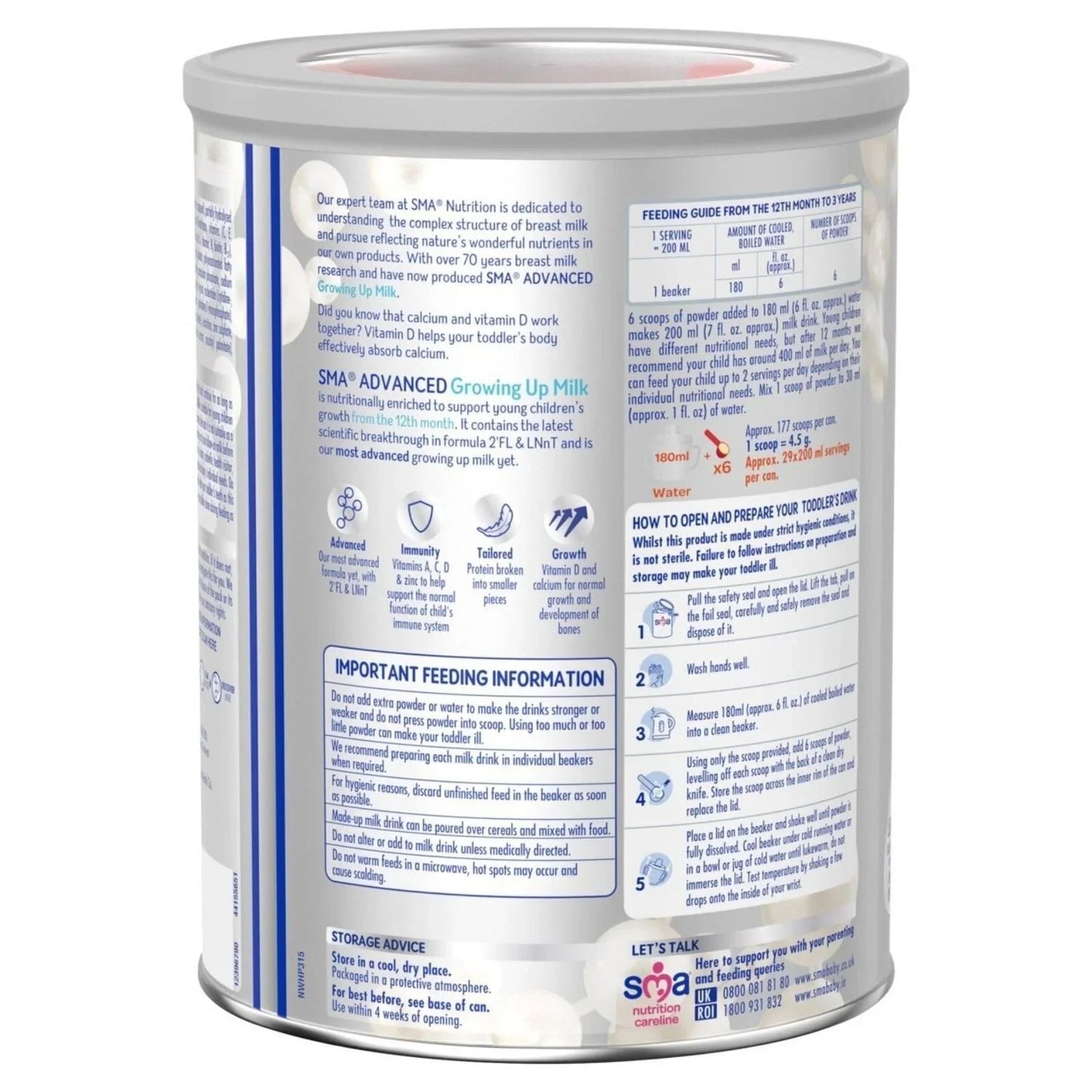 SMA Advanced 3 Toddler Milk Formula 12 - 36 months 800g - mezetto ebebek ebebek